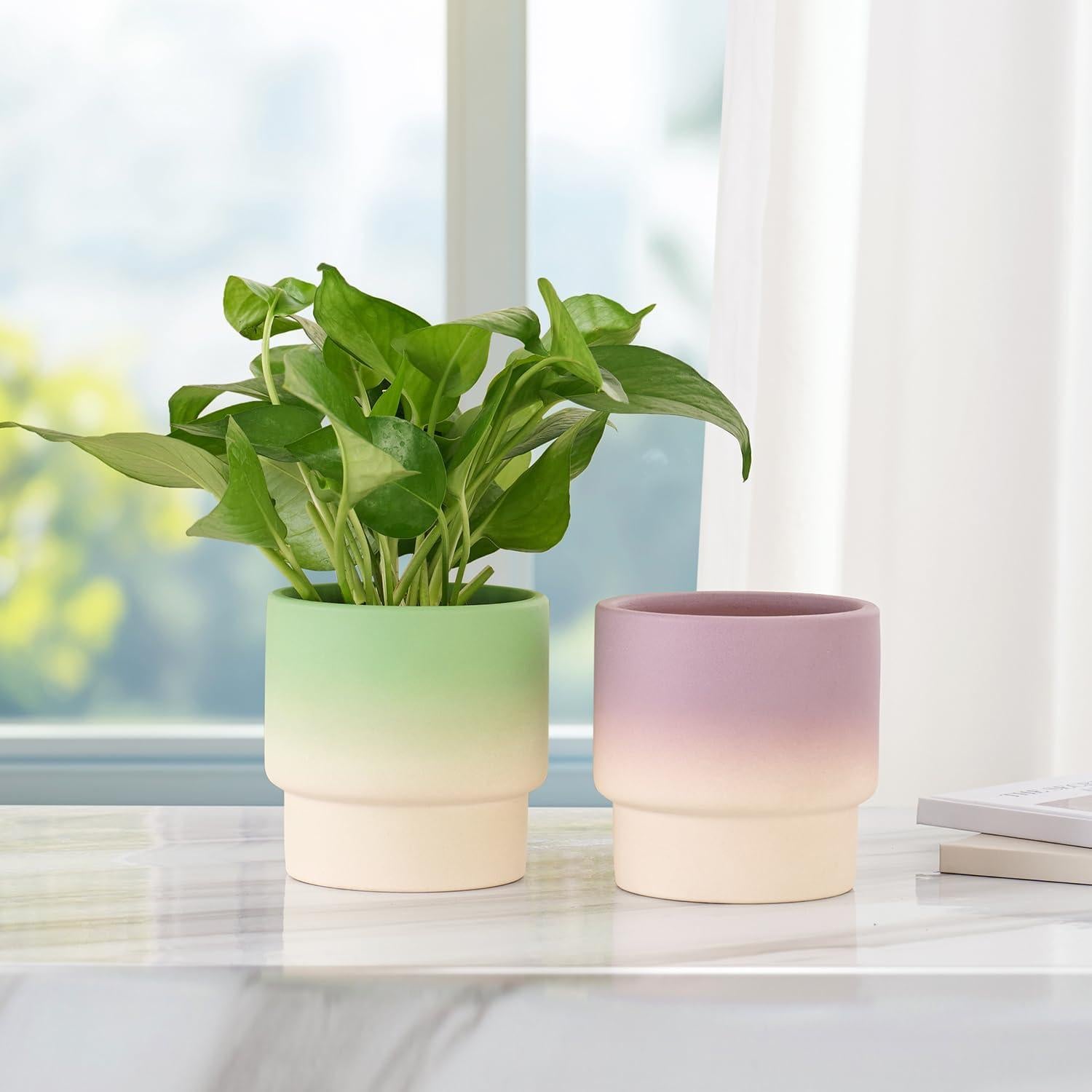 Macetas Pequeñas de Cerámica STHIE 10 cm con Drenaje - 2 Pcs