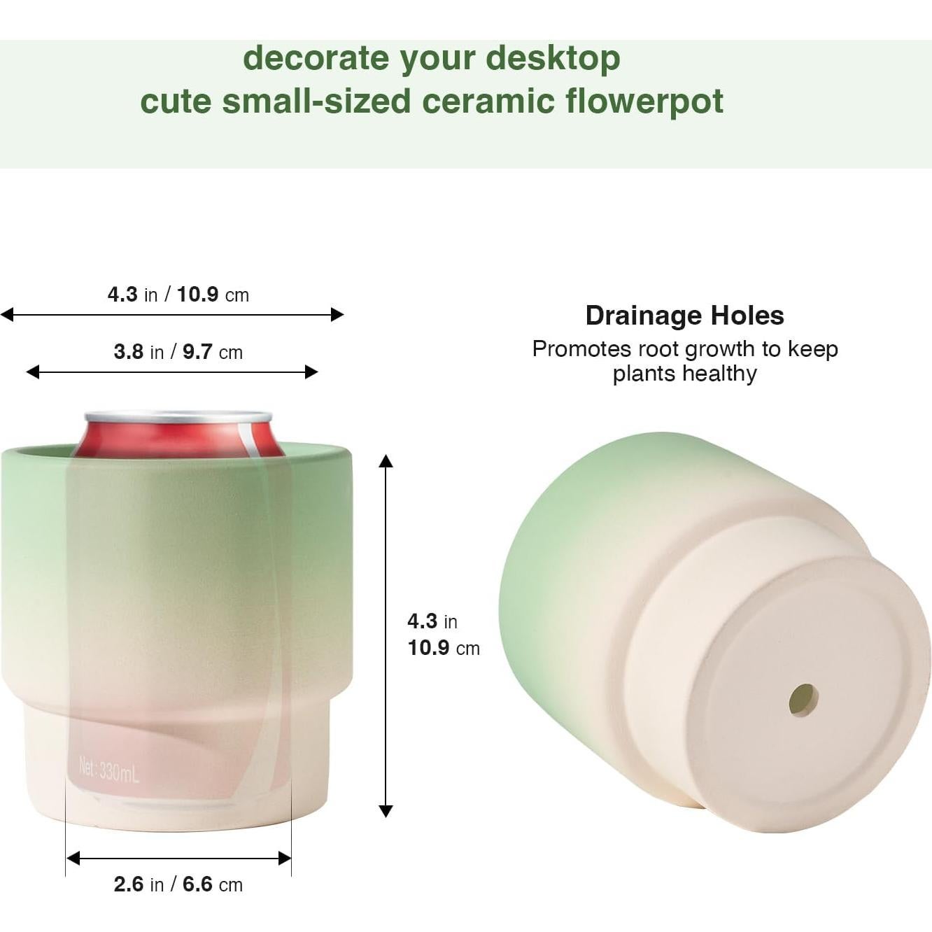 Macetas Pequeñas de Cerámica STHIE 10 cm con Drenaje - 2 Pcs