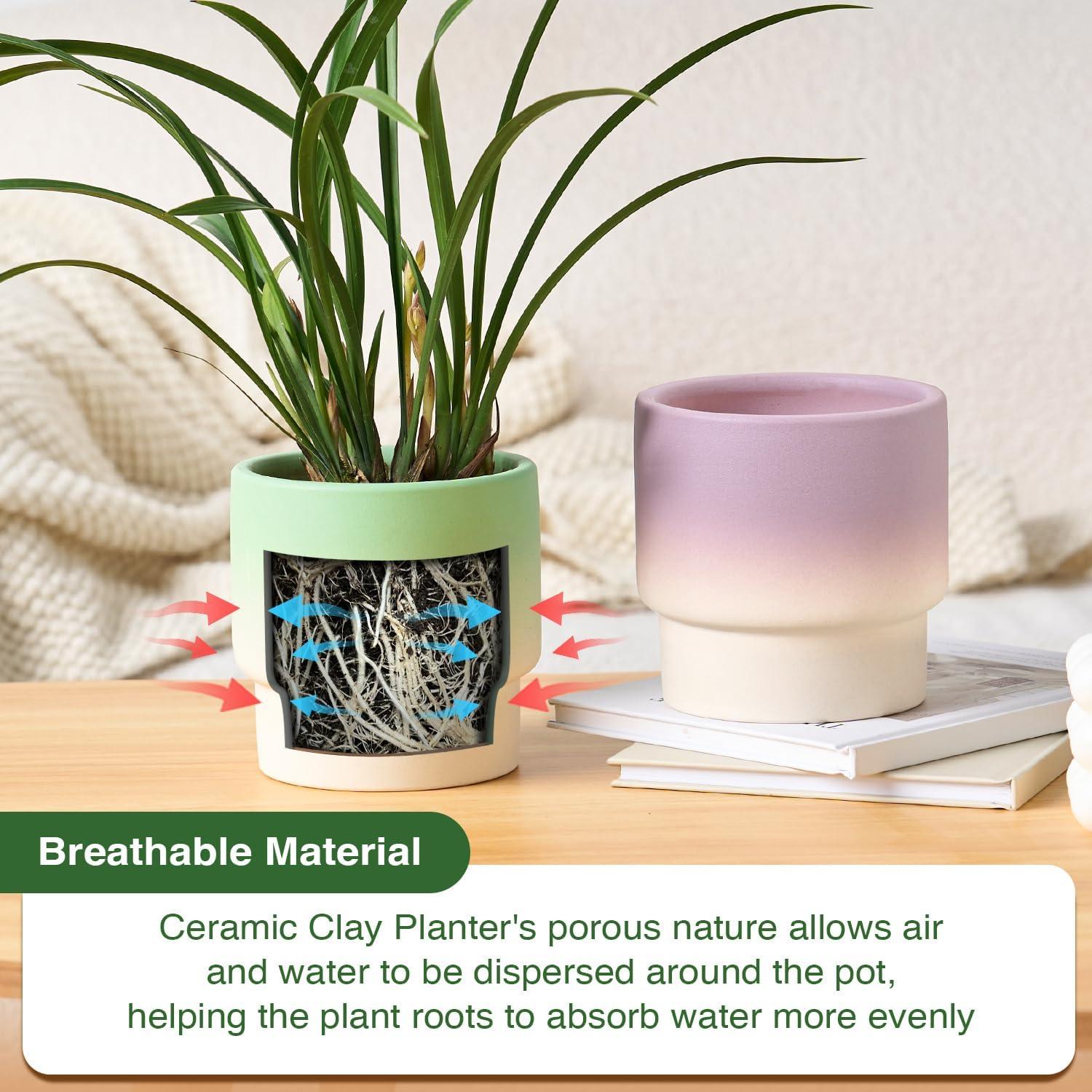 Macetas Pequeñas de Cerámica STHIE 10 cm con Drenaje - 2 Pcs