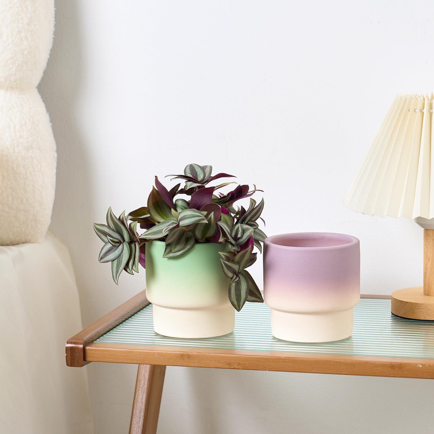 Macetas Pequeñas de Cerámica STHIE 10 cm con Drenaje - 2 Pcs