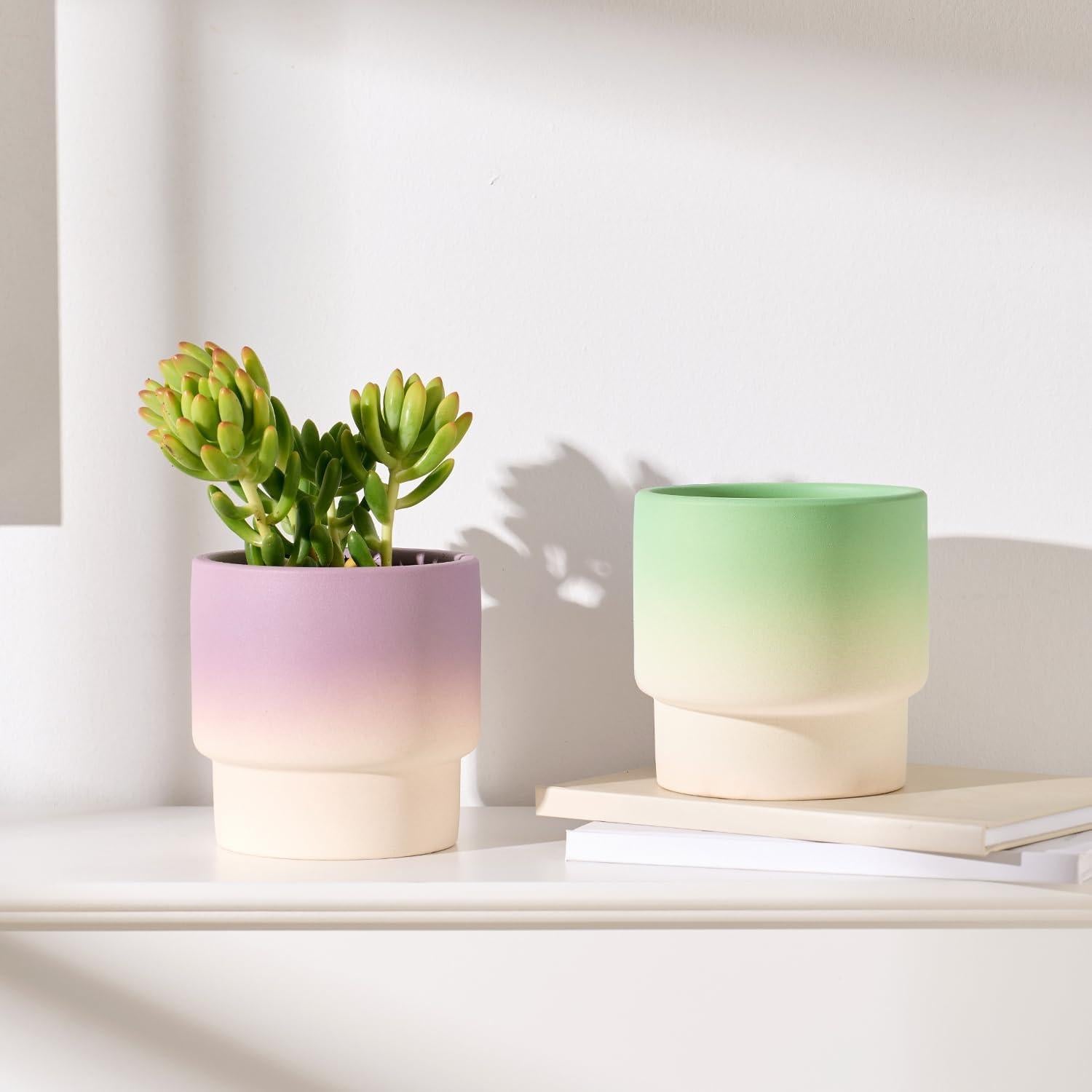 Macetas Pequeñas de Cerámica STHIE 10 cm con Drenaje - 2 Pcs