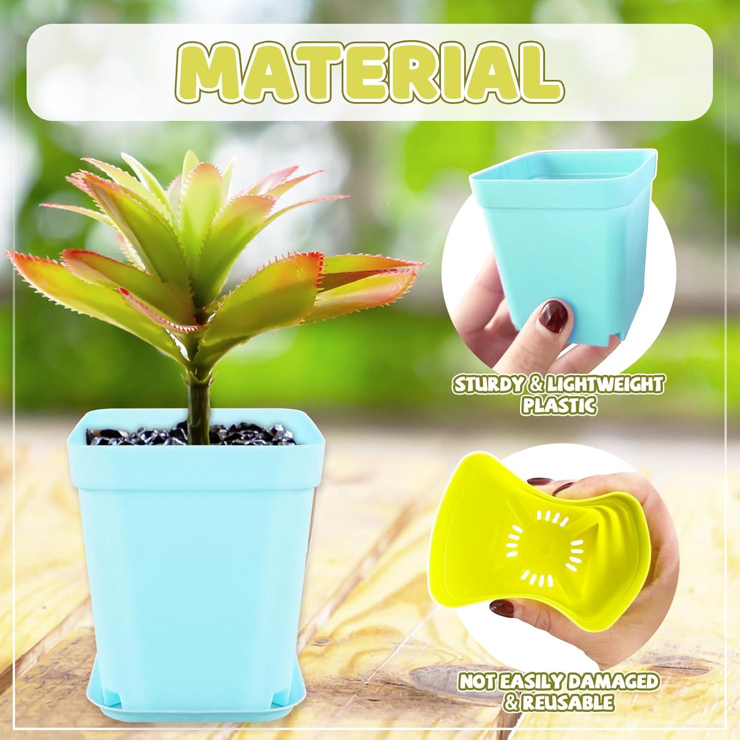 Paquete de 24 Macetas Cuadradas de Plástico OJYUDD Multicolor