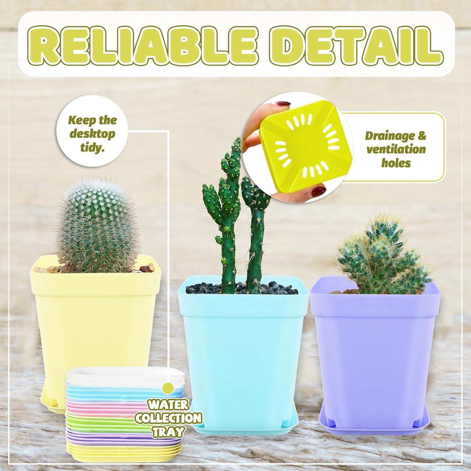 Paquete de 24 Macetas Cuadradas de Plástico OJYUDD Multicolor