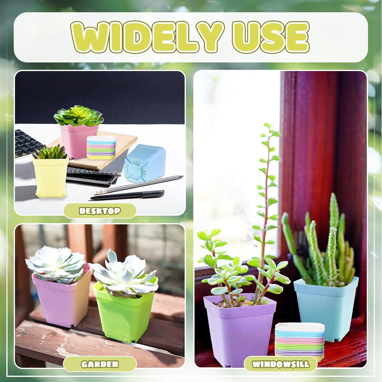 Paquete de 24 Macetas Cuadradas de Plástico OJYUDD Multicolor