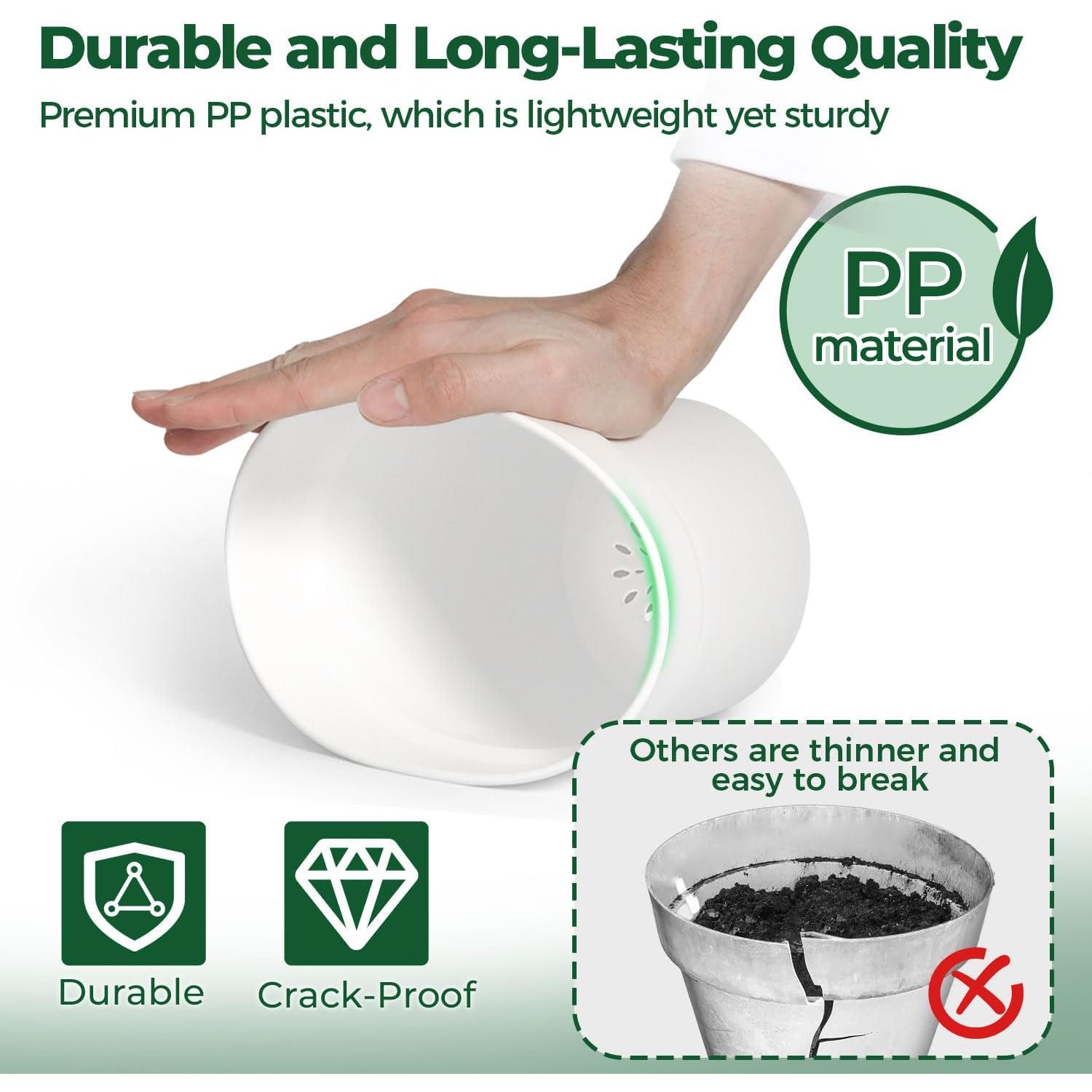 Macetas de 10 cm T4U Paquete de 18 con Plato y Drenaje