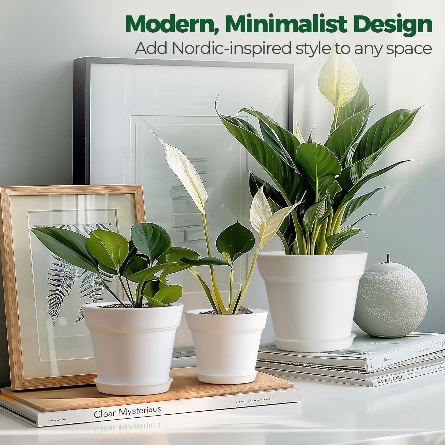 Macetas de 10 cm T4U Paquete de 18 con Plato y Drenaje