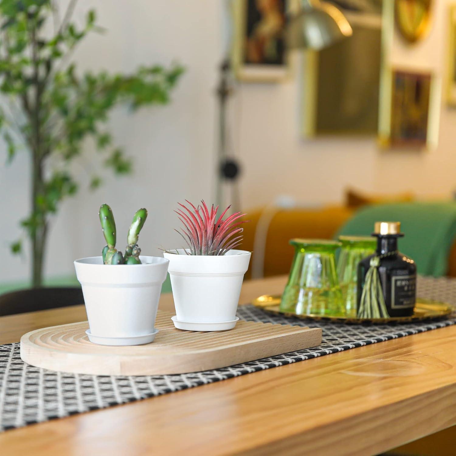 Macetas de 10 cm T4U Paquete de 18 con Plato y Drenaje