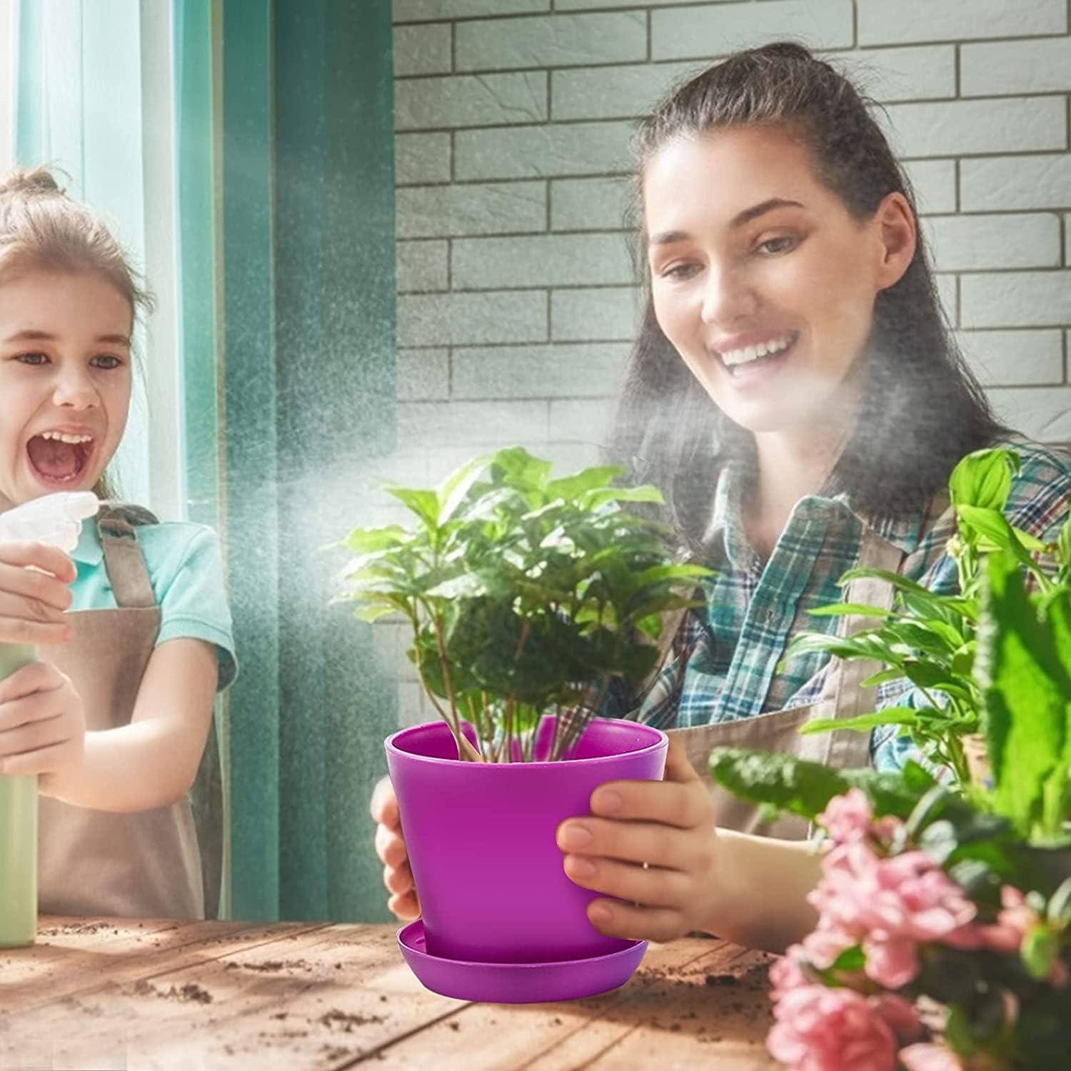 Tosnail Paquete de 24 Macetas de Plástico 10cm con Platillos