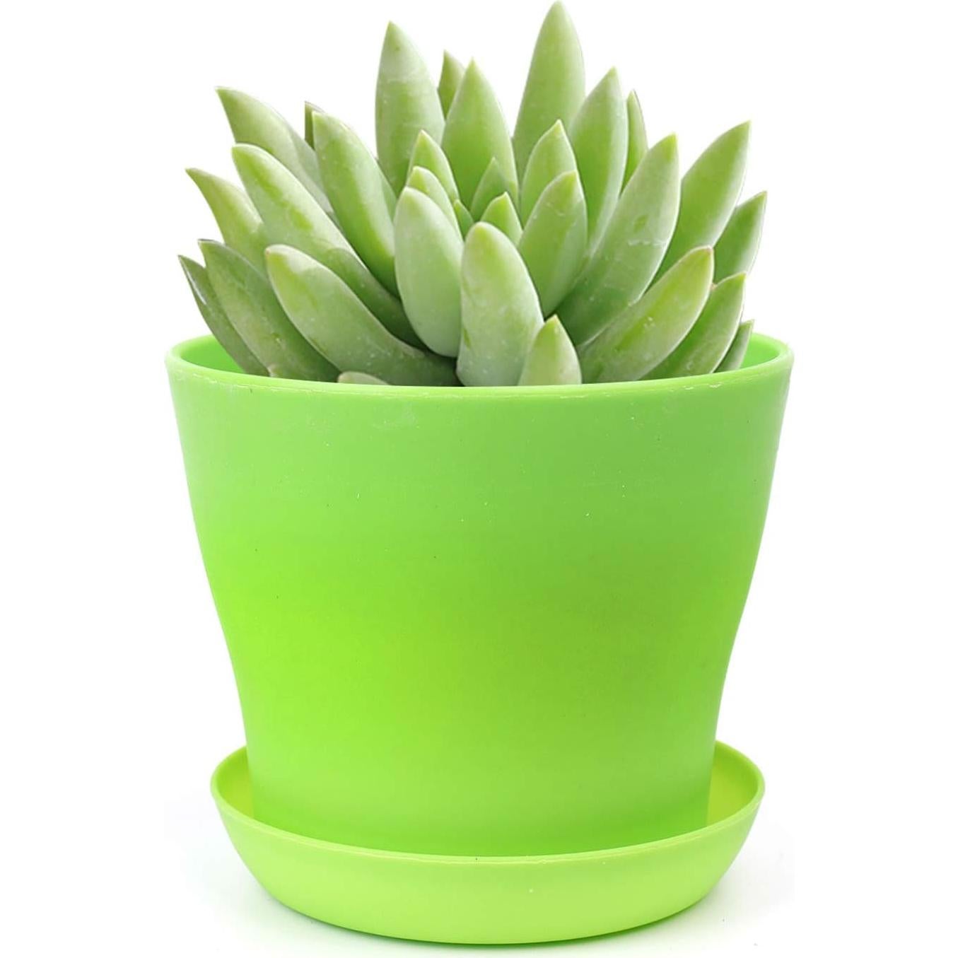 Tosnail Paquete de 24 Macetas de Plástico 10cm con Platillos