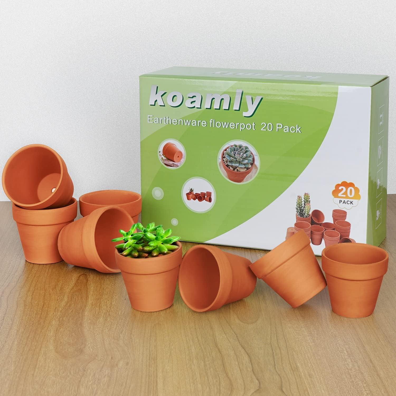 Macetas de Vivero KOAMLY 3" Terracota 20 Piezas Drenaje