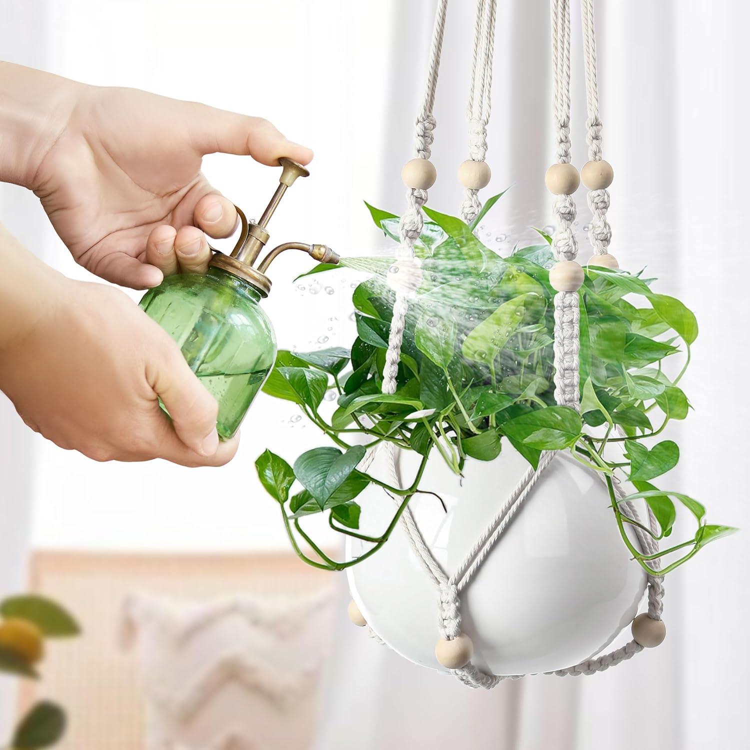 Soporte Colgante de Plantas EWPJDK 3 PCS Macramé Blanco Marfil