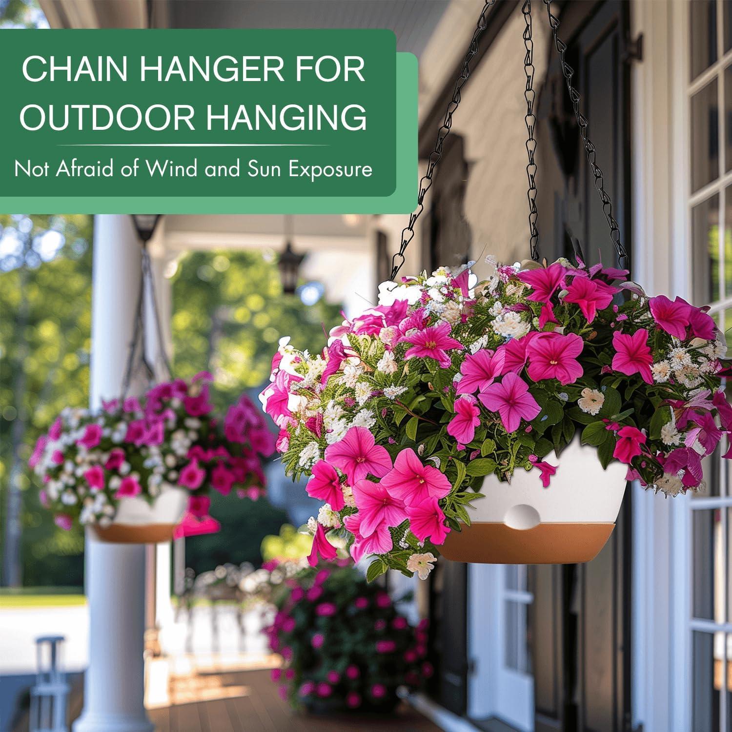 Juego de 2 macetas colgantes autorriego Montresor 25 cm Blanco