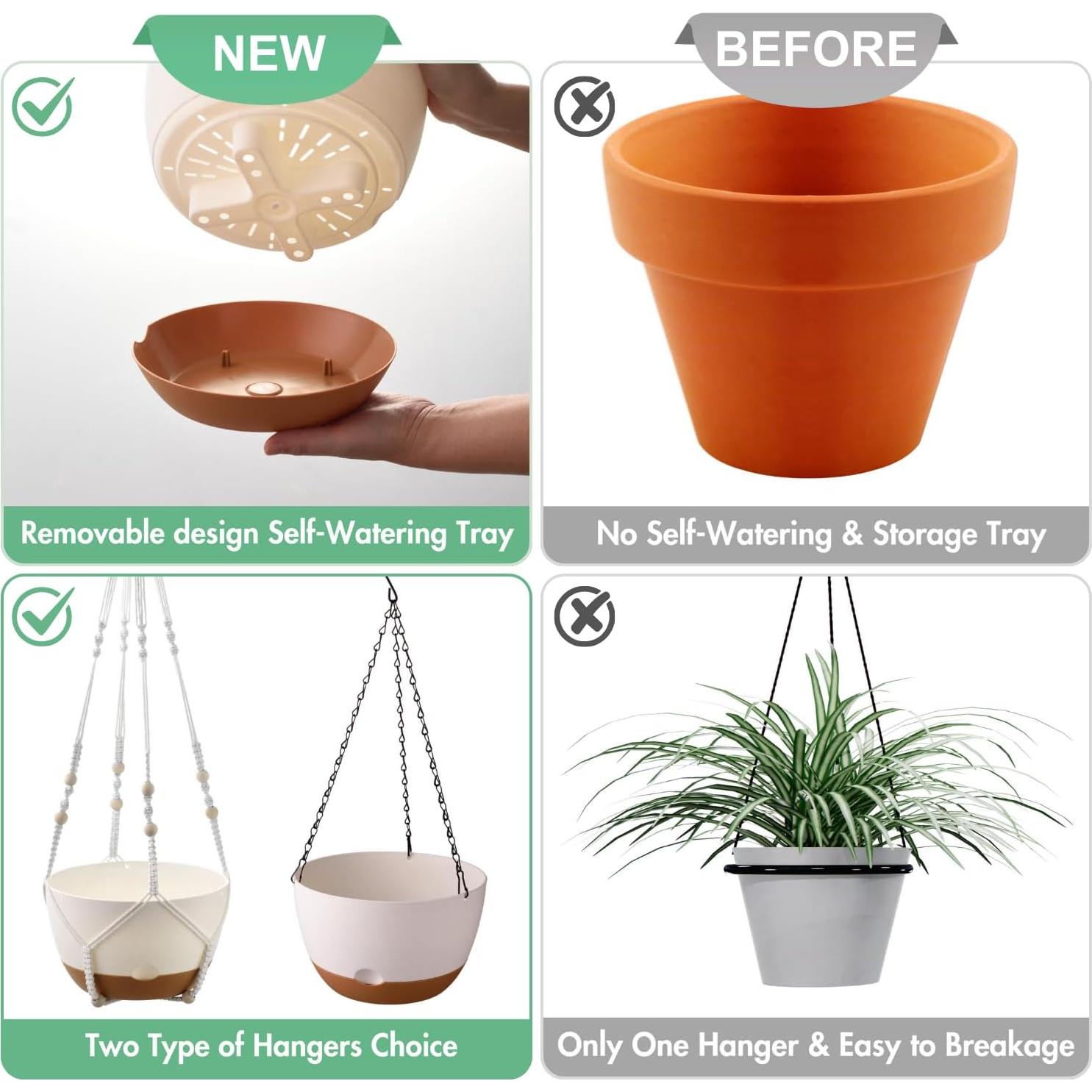 Juego de 2 macetas colgantes autorriego Montresor 25 cm Blanco