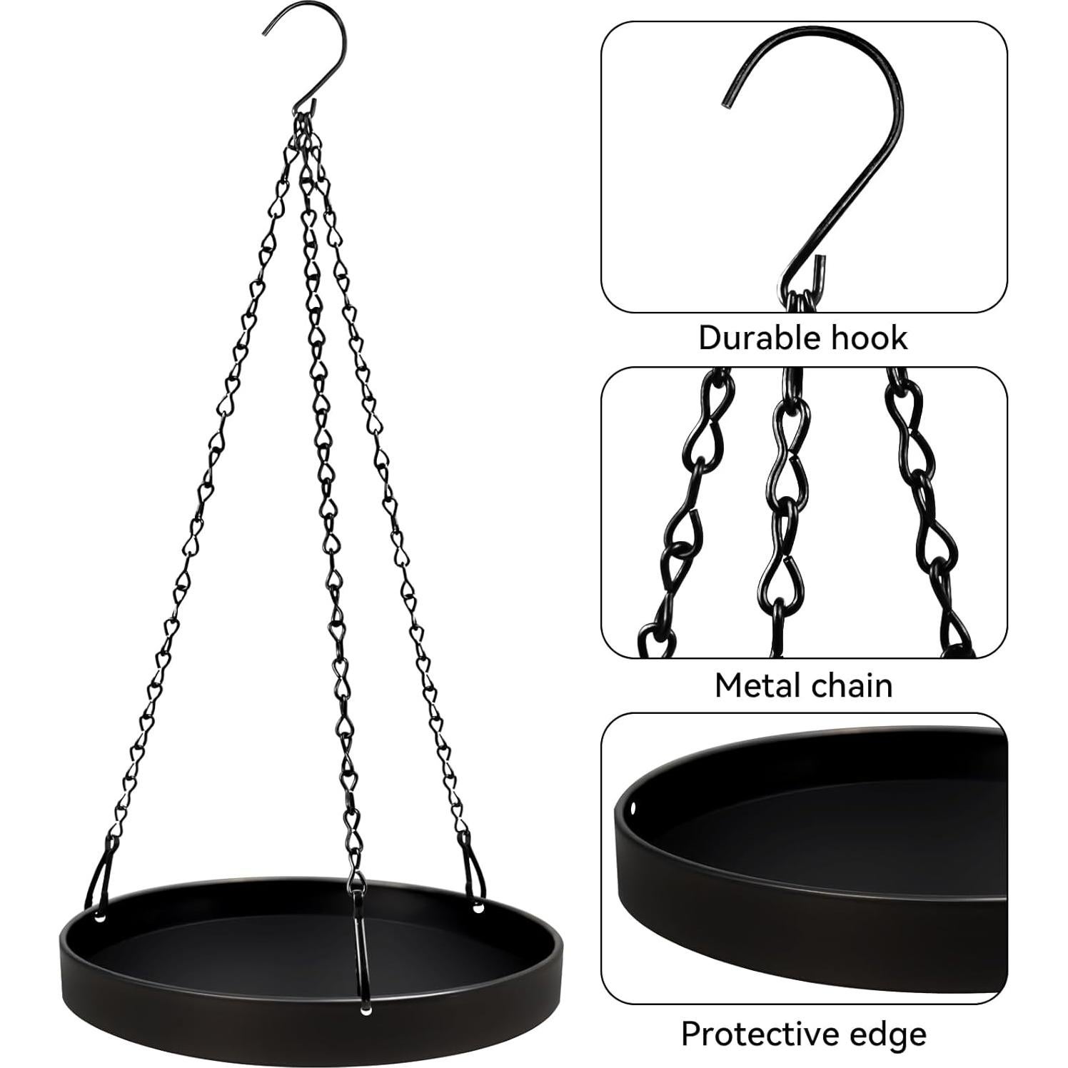 Colgador de Plantas PIKAMAO Negro, 2 Piezas, Metal, 24 cm