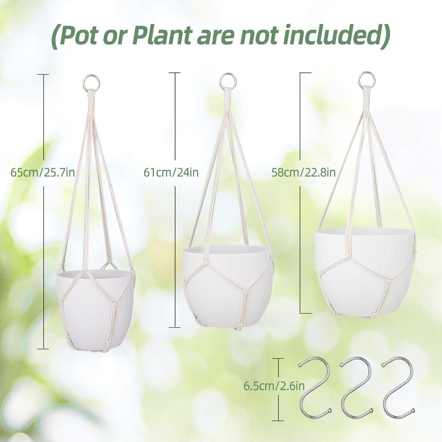Colgadores de Plantas de Macramé Garini - 3 Piezas, 58 cm
