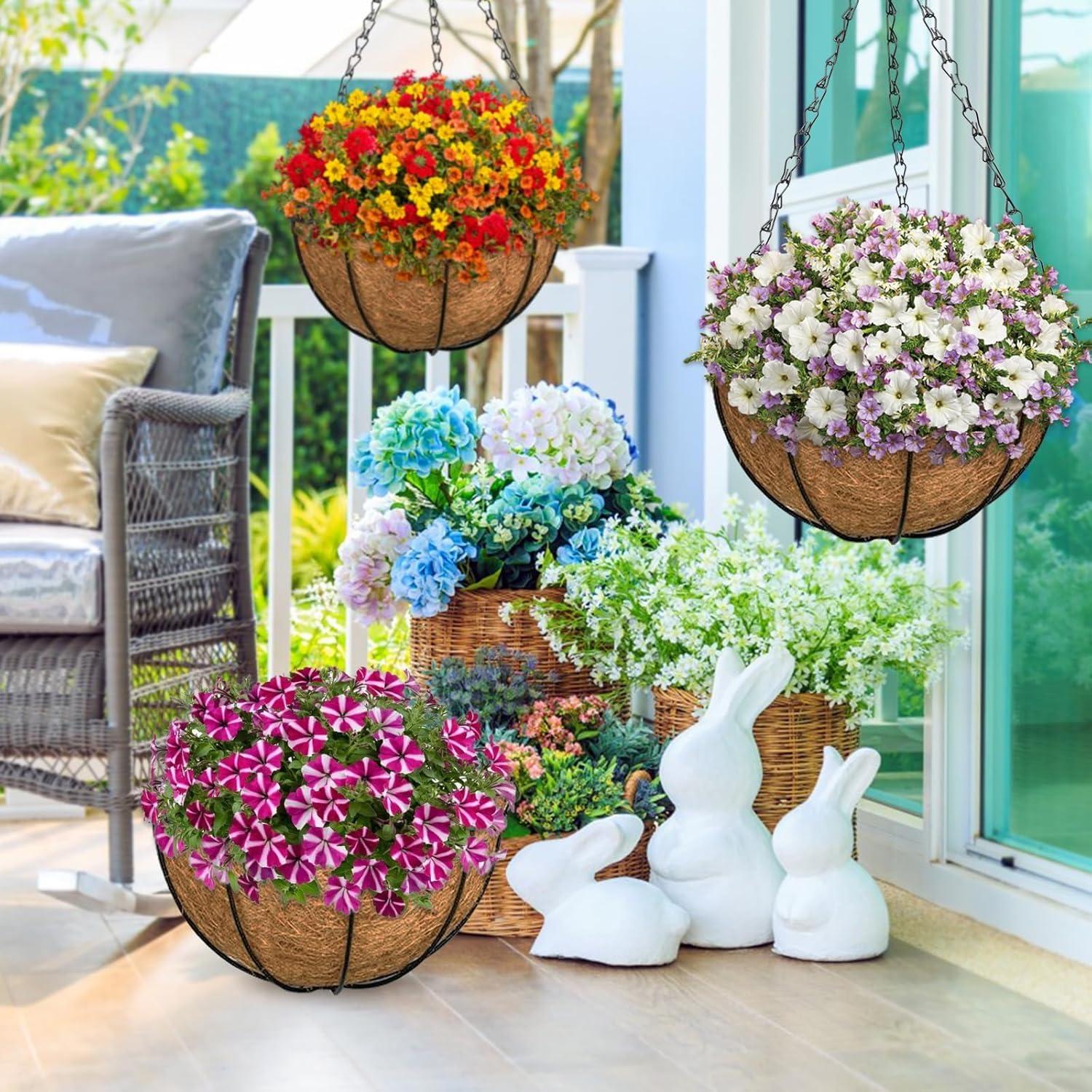 Cestas Colgantes de 30.48 cm ZeeDix - Paquete de 3 Macetas de Metal