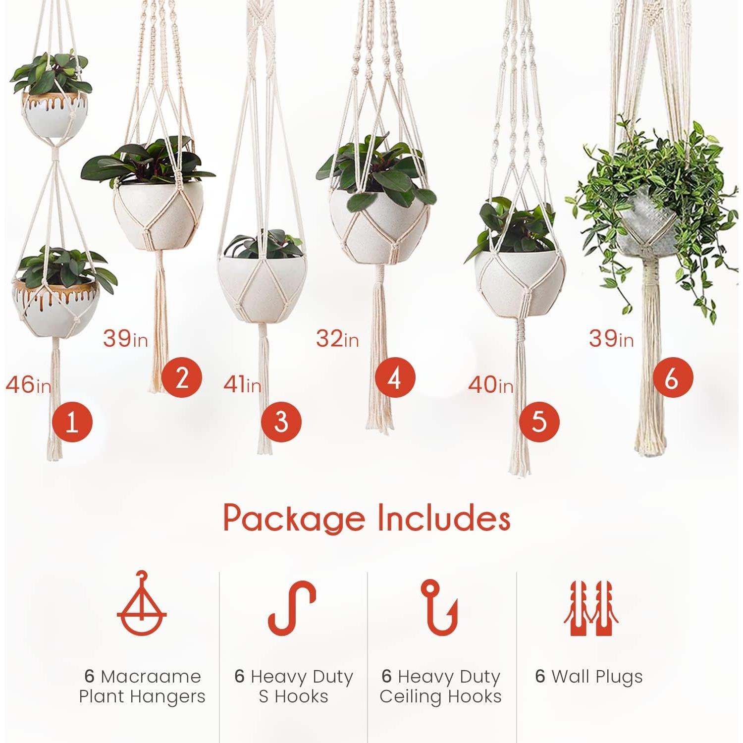 Colgadores de plantas de macramé Feedee, 6 unidades, 5.4 kg