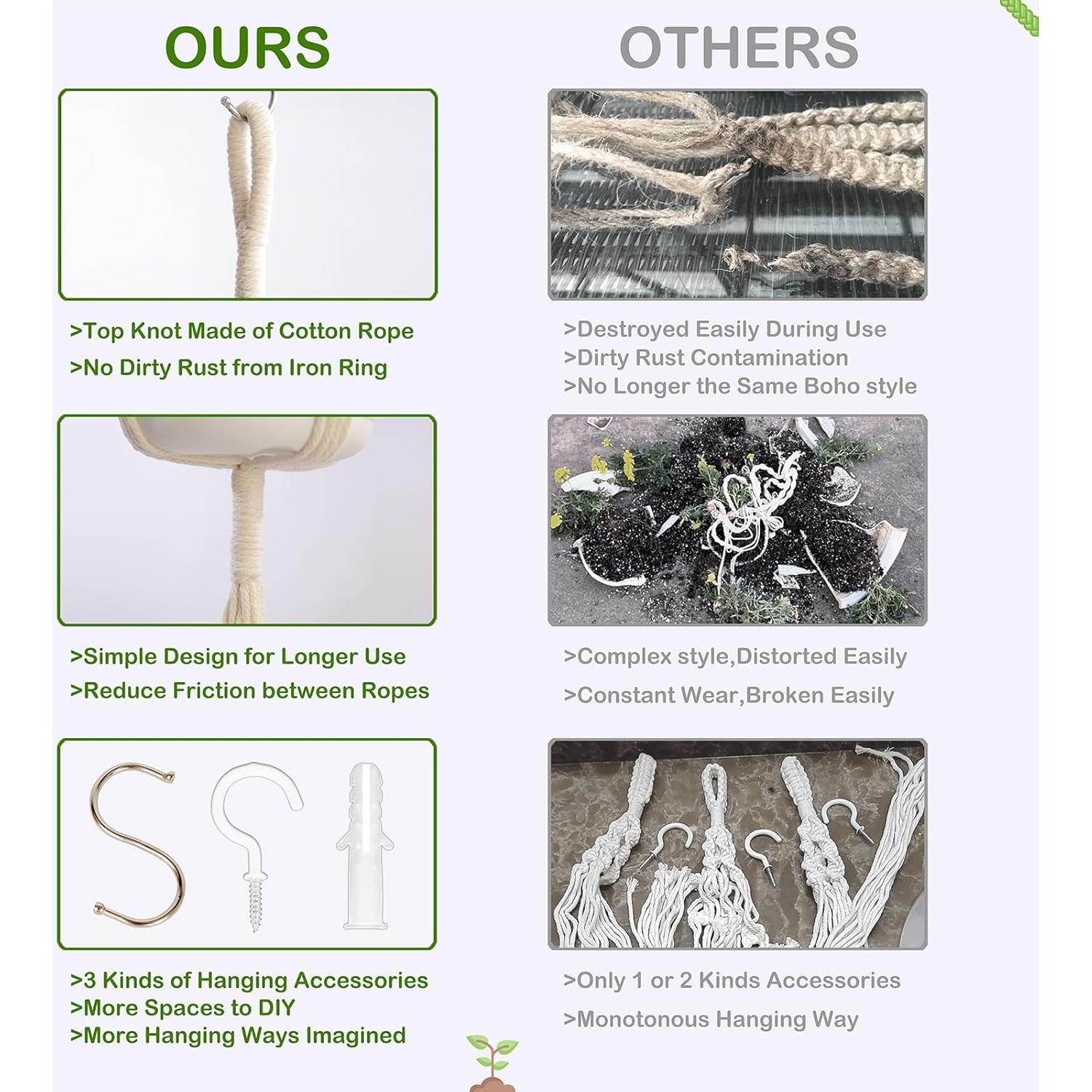 Colgadores de Plantas de Macramé Petonfun - 4 Piezas 101.6 cm