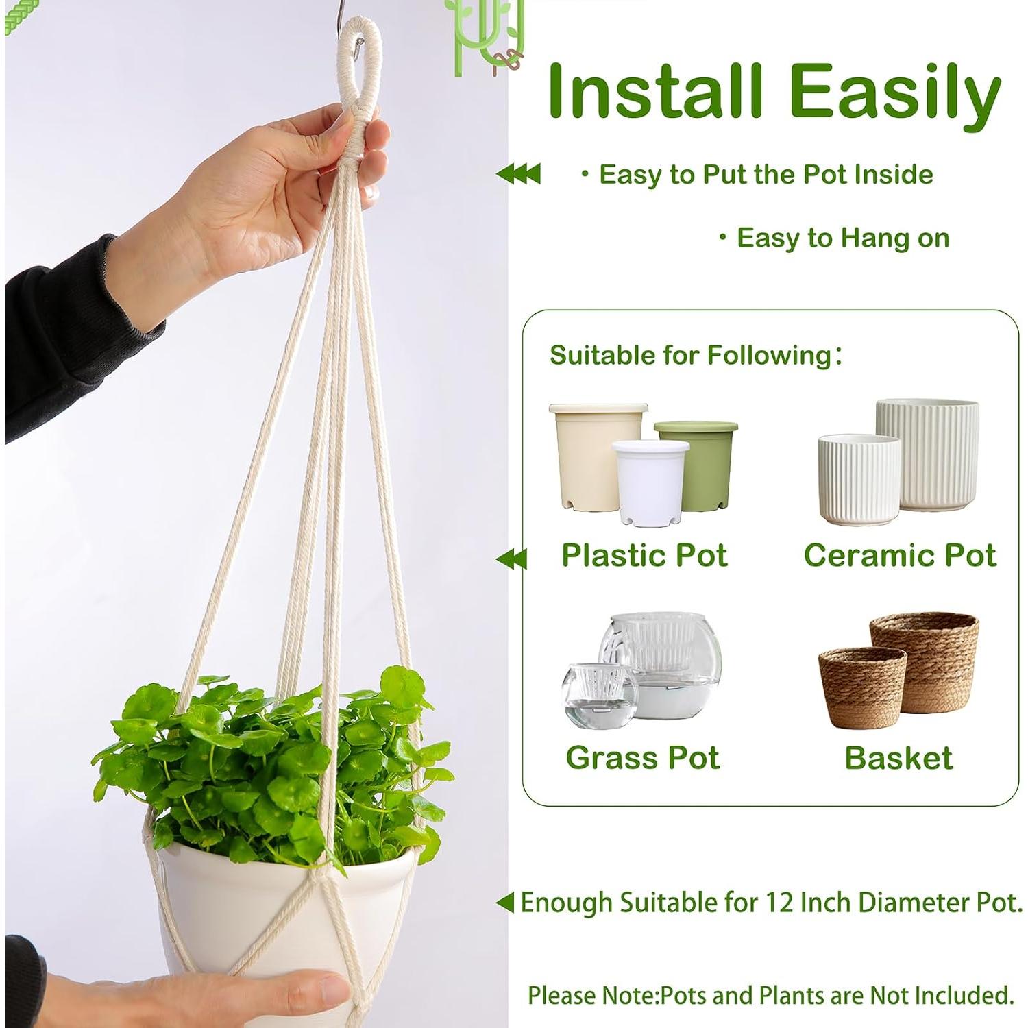 Colgadores de Plantas de Macramé Petonfun - 4 Piezas 101.6 cm