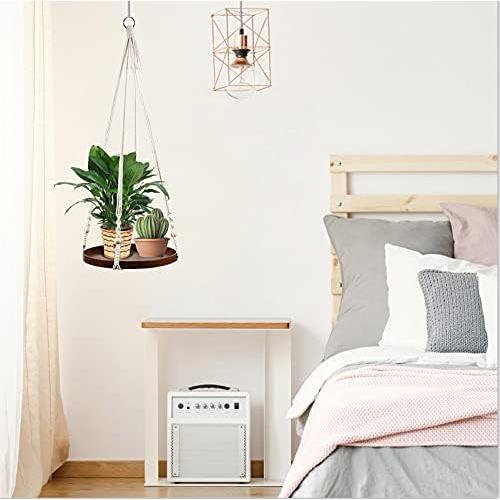 Colgador de Plantas de Macramé E-KNOW con Estante de Madera