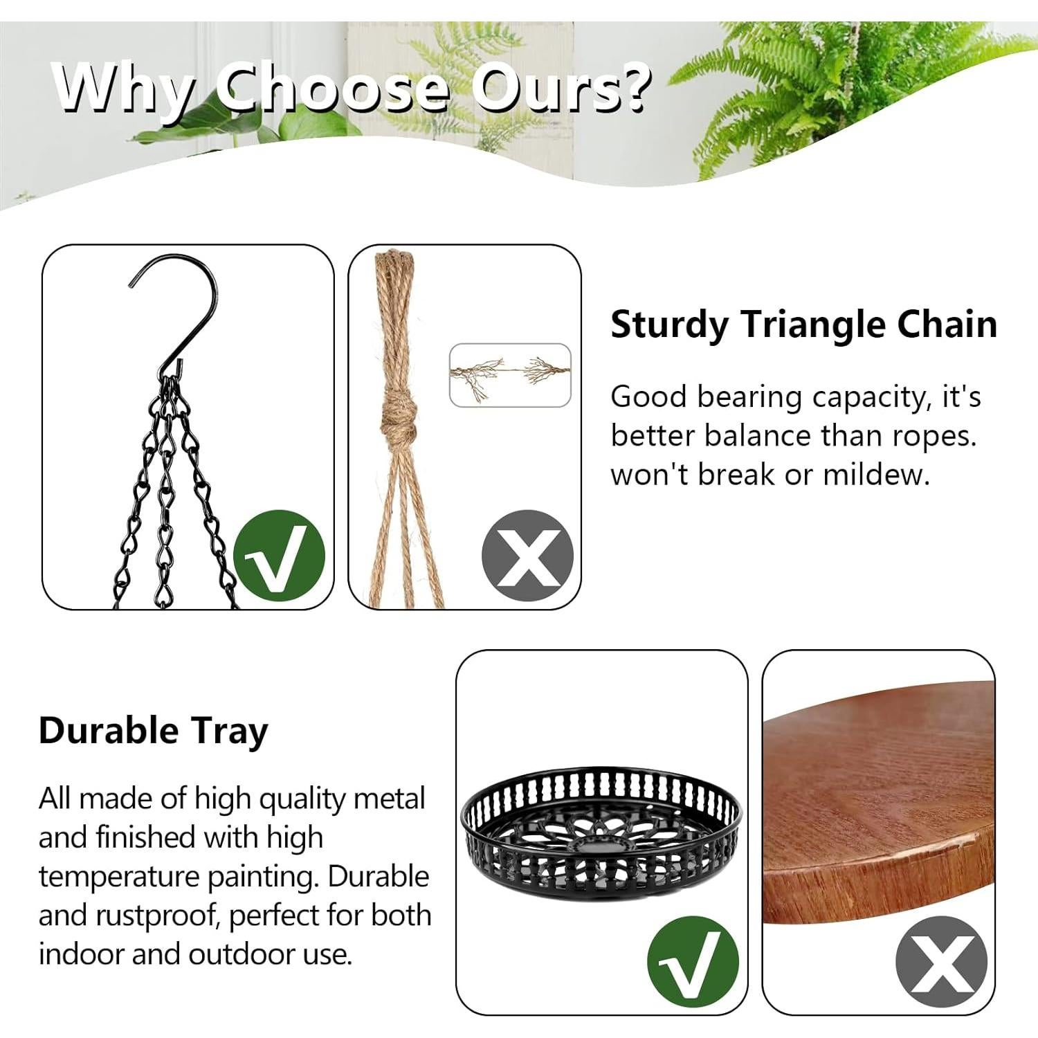 Soporte para Plantas Colgante PIKAMAO 2 Piezas Metal Negro