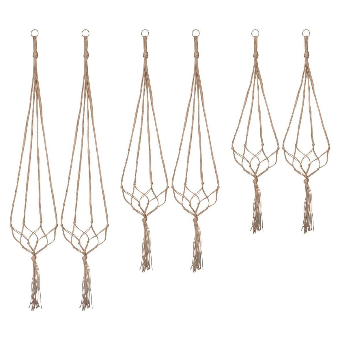 Soportes para Plantas de Macramé Petutu - 6 PCS, 3 Tamaños