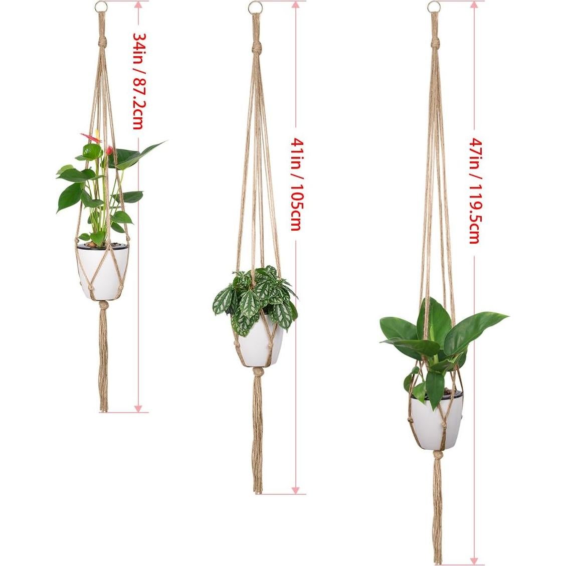 Soportes para Plantas de Macramé Petutu - 6 PCS, 3 Tamaños