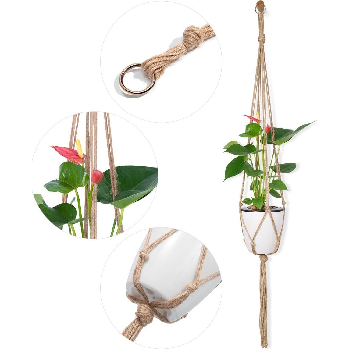 Soportes para Plantas de Macramé Petutu - 6 PCS, 3 Tamaños