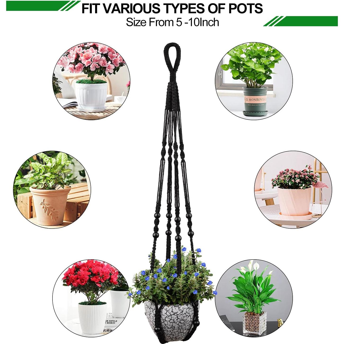 Colgador de Macramé RIFNY para Macetas 5-10 Pulgadas Negro