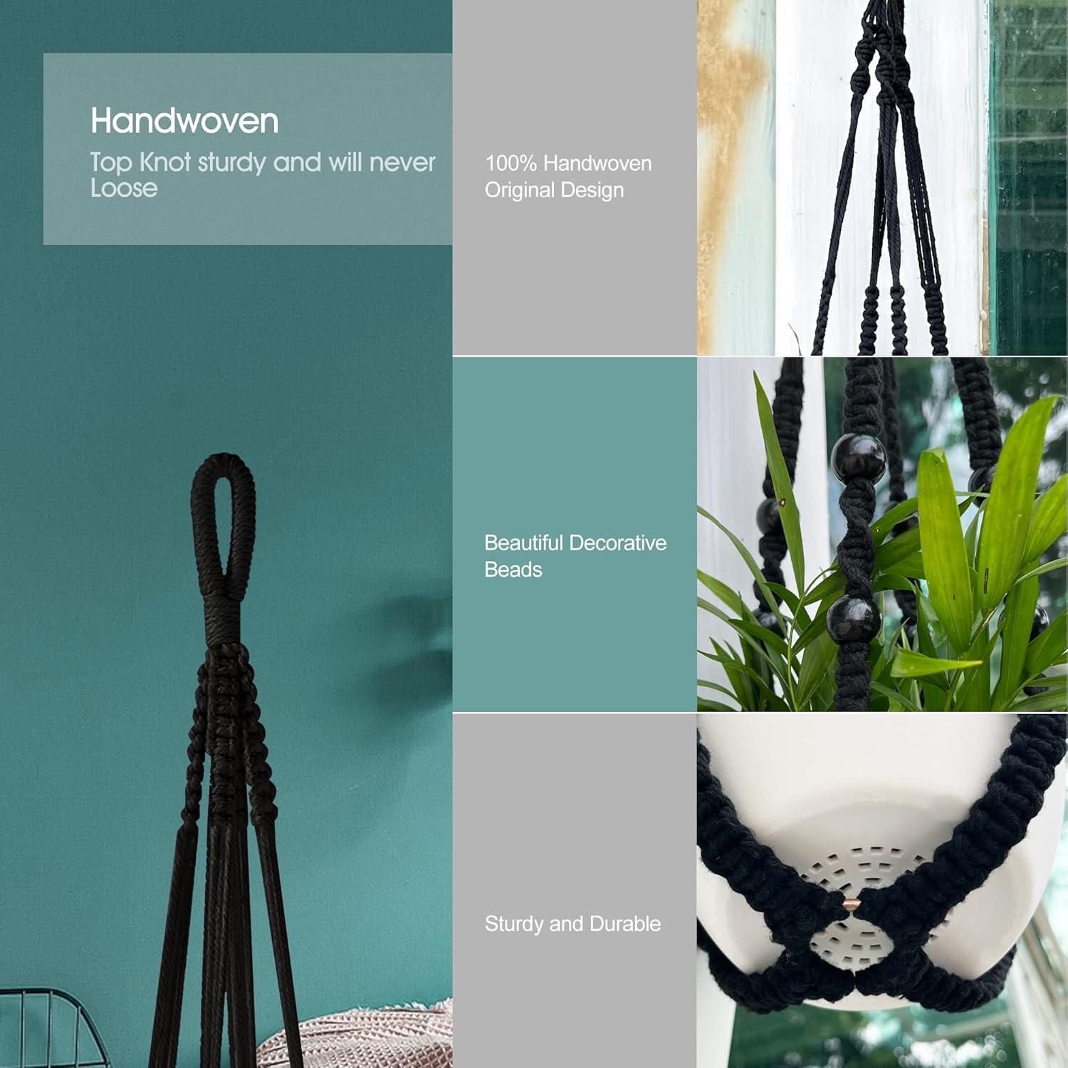 Colgador de Macramé RIFNY para Macetas 5-10 Pulgadas Negro