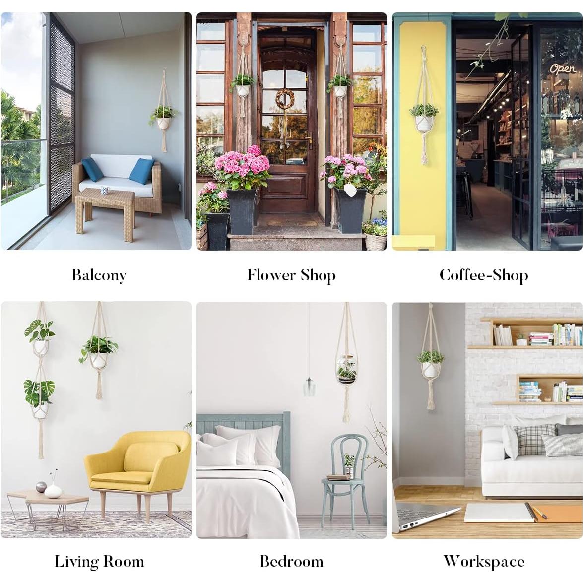 Colgadores de Plantas de Macramé Auckpure - 5 Piezas Beige