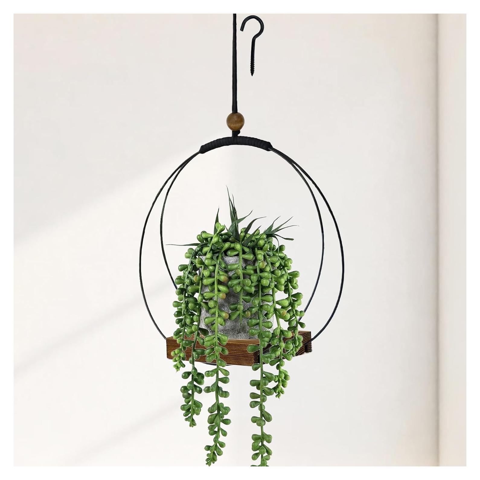 Maceta Colgante Adnkwolivt para Plantas - Metal y Madera