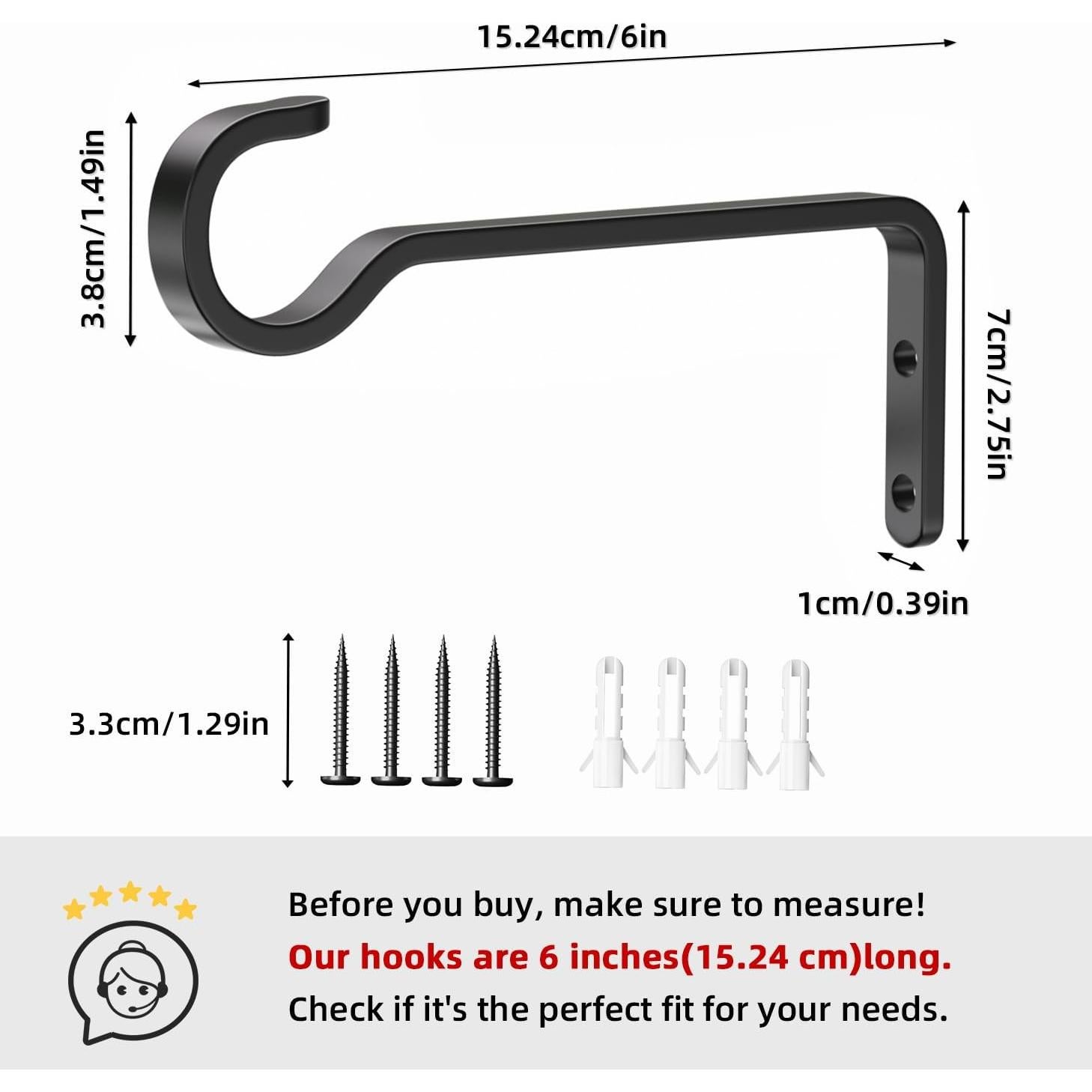 Soportes de Plantas Colgantes Saffruff 15.2 cm Hierro Negro 20 kg