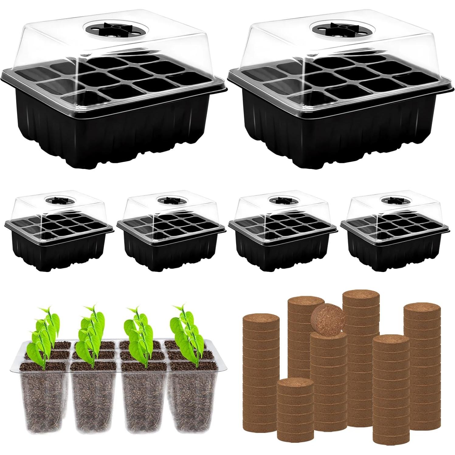 Kit de Inicio de Semillas ZeeDix - 6 Bandejas con 90 Pellets de Coco