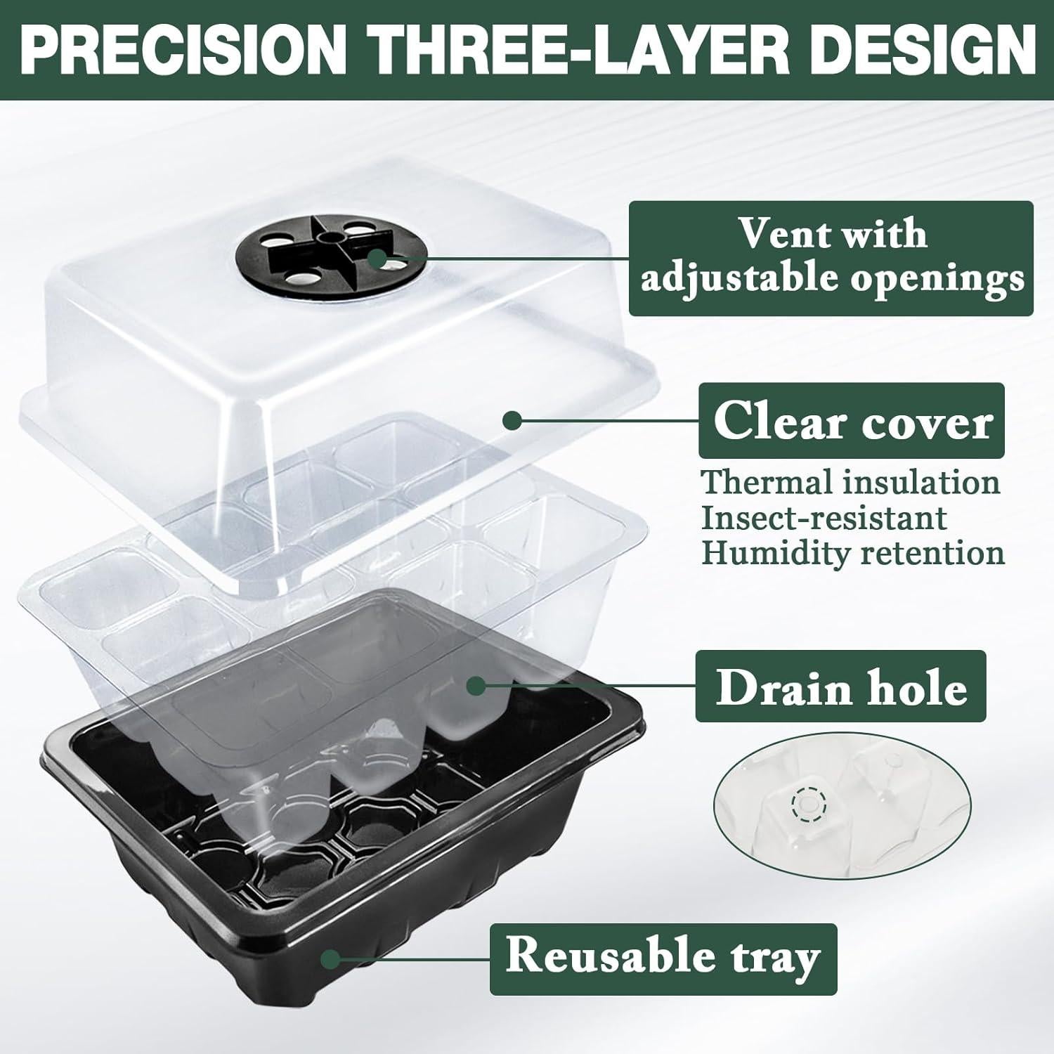 Kit de Inicio de Semillas ZeeDix - 6 Bandejas con 90 Pellets de Coco
