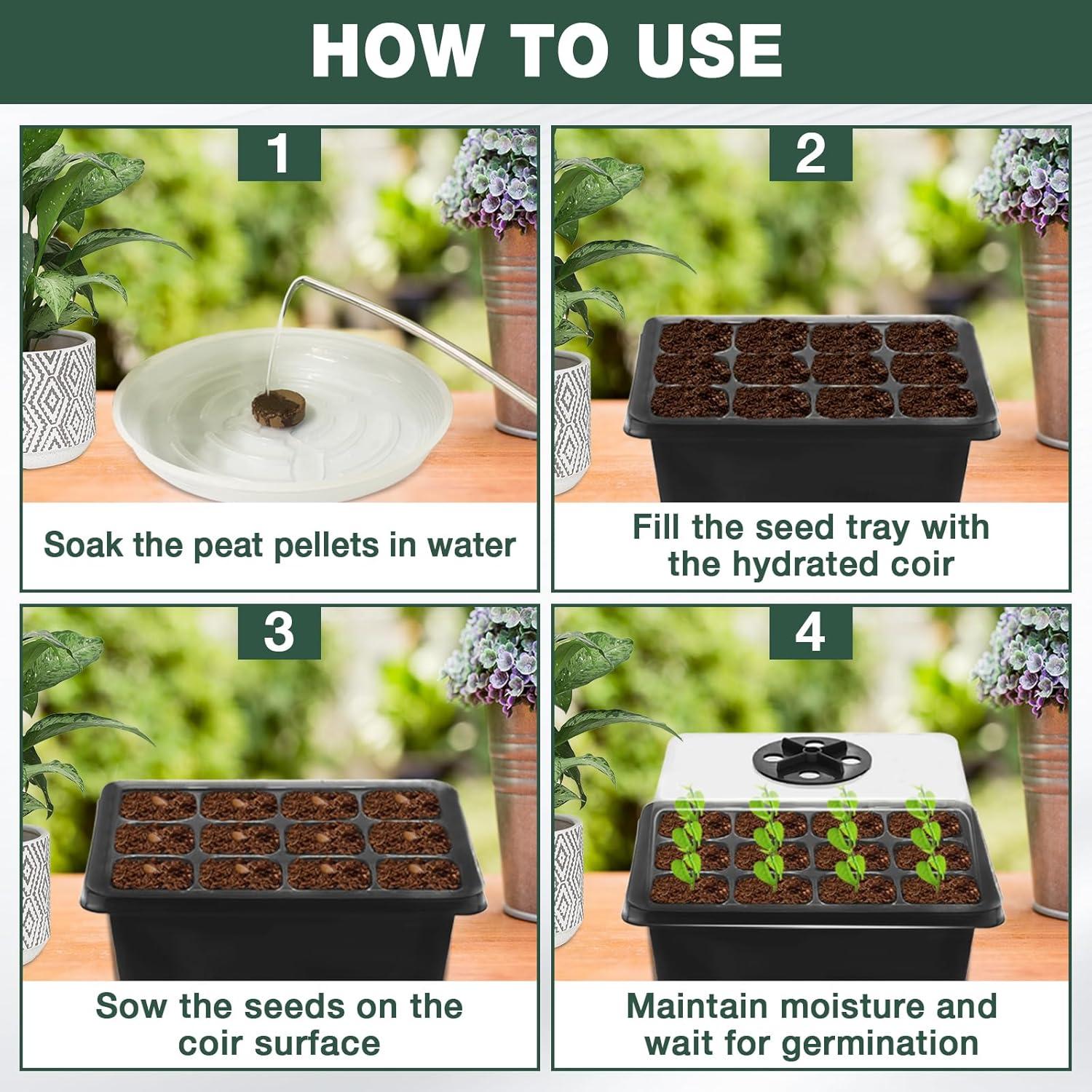 Kit de Inicio de Semillas ZeeDix - 6 Bandejas con 90 Pellets de Coco