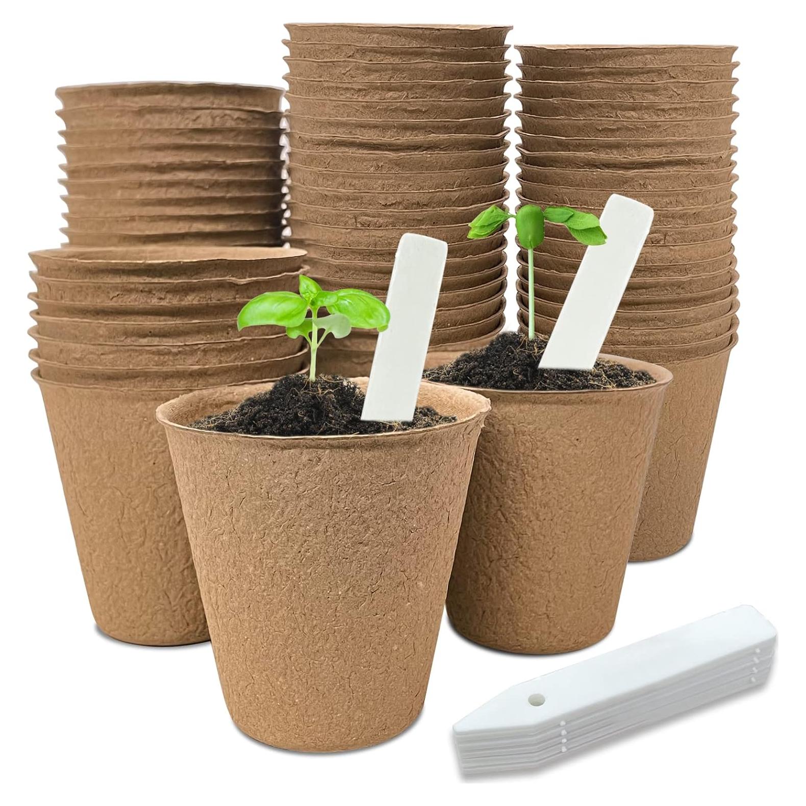 40 Macetas de Turba Biodegradables INCIKITI 8 cm para Plántulas