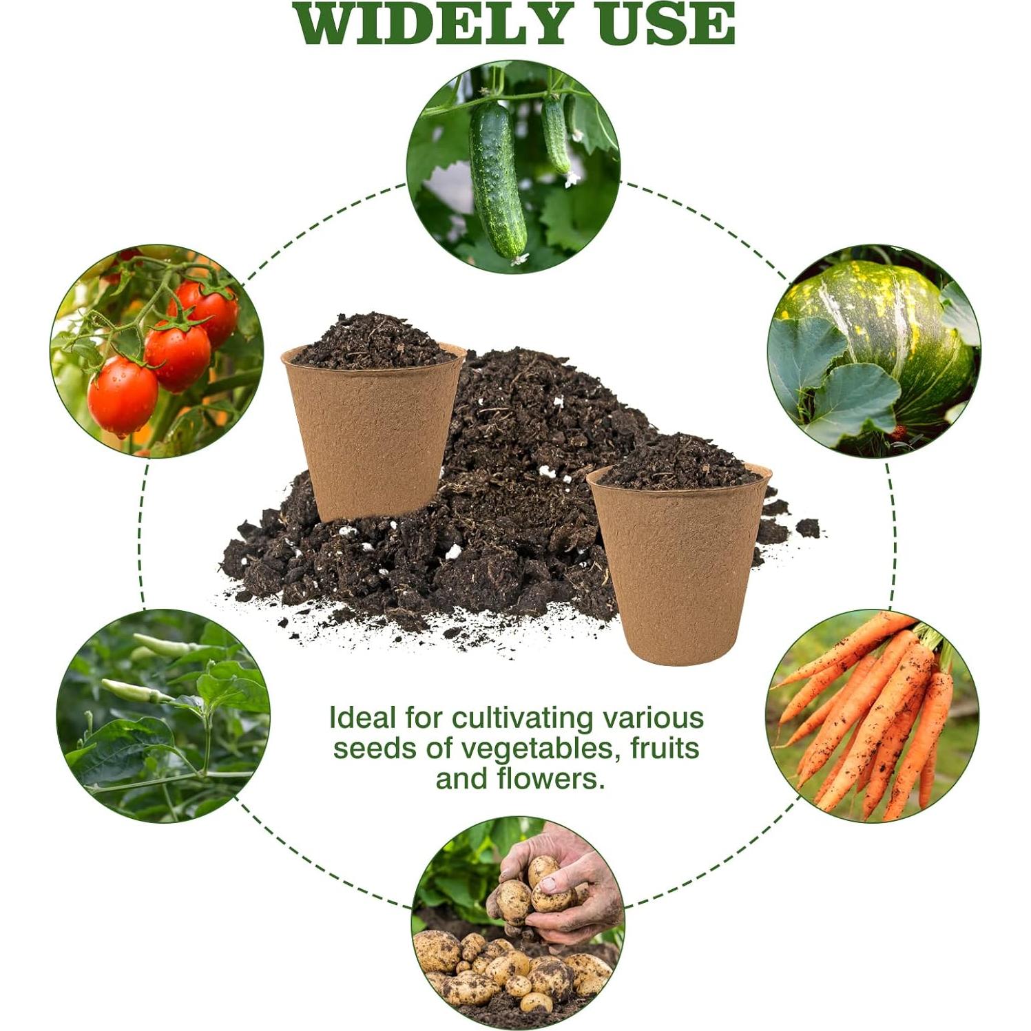 40 Macetas de Turba Biodegradables INCIKITI 8 cm para Plántulas