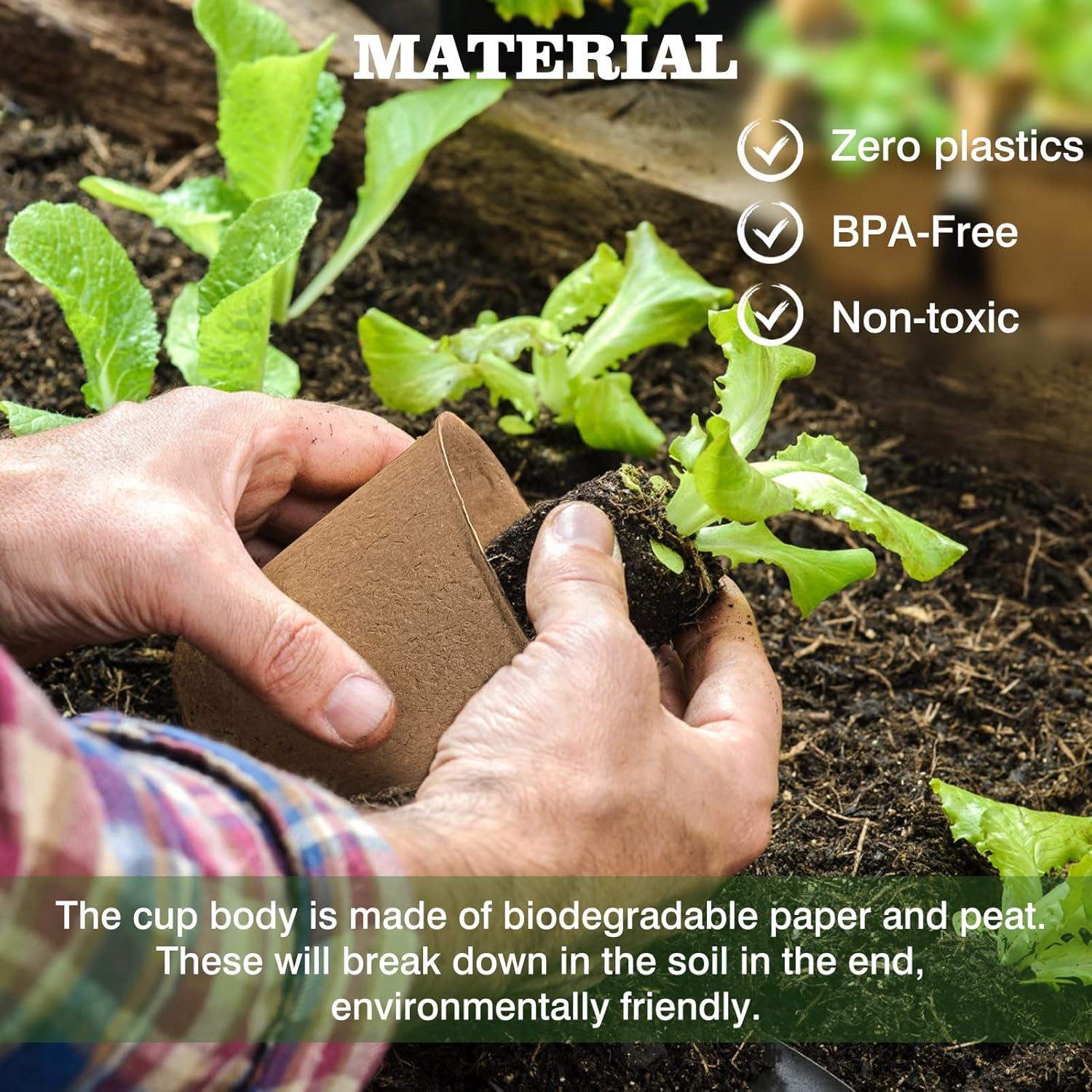 40 Macetas de Turba Biodegradables INCIKITI 8 cm para Plántulas