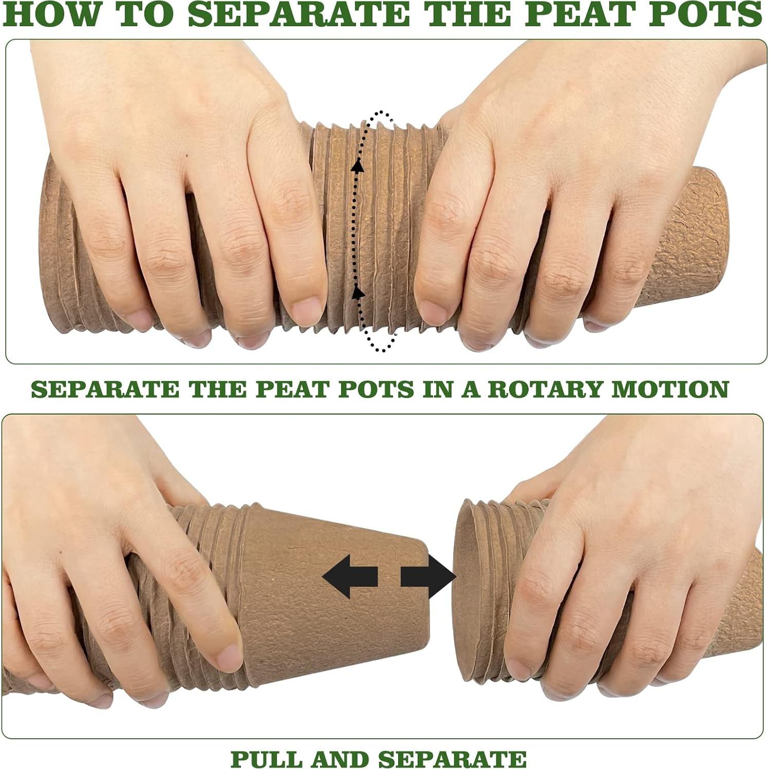 40 Macetas de Turba Biodegradables INCIKITI 8 cm para Plántulas