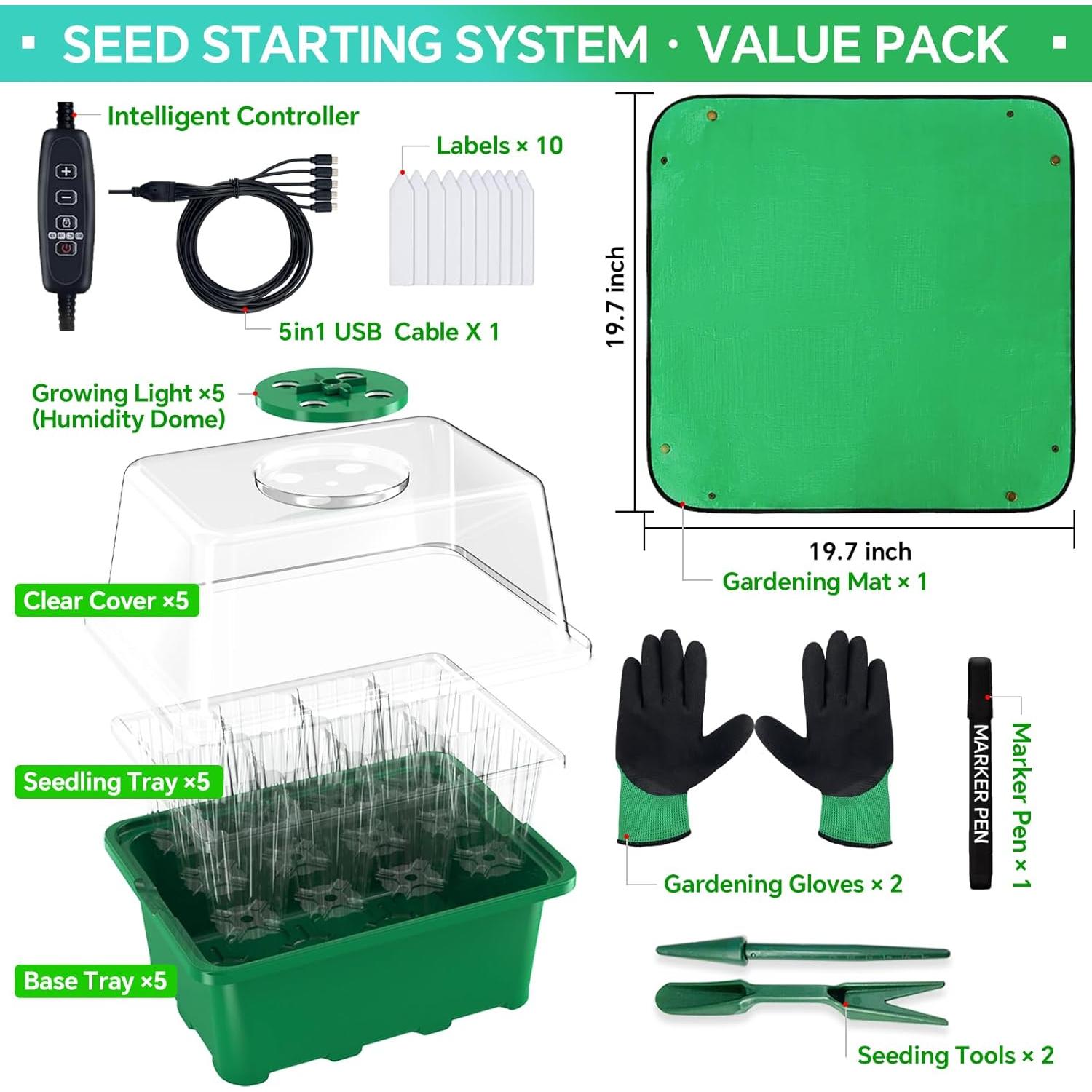 Kit de Inicio de Semillas Framokoko 5 Paquetes con Luz LED