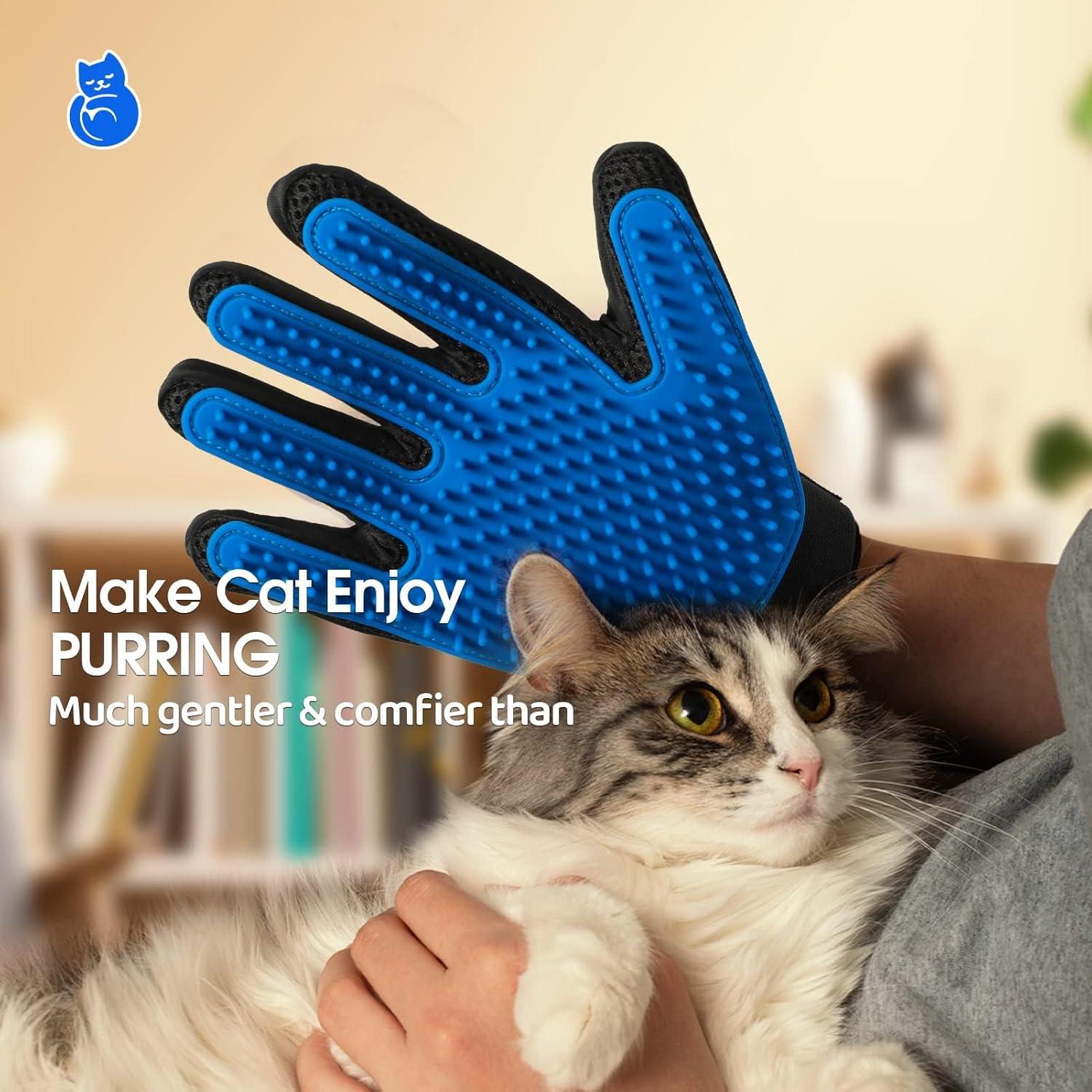 Guantes Quitapelos para Mascotas DELOMO - 1 Par Azul