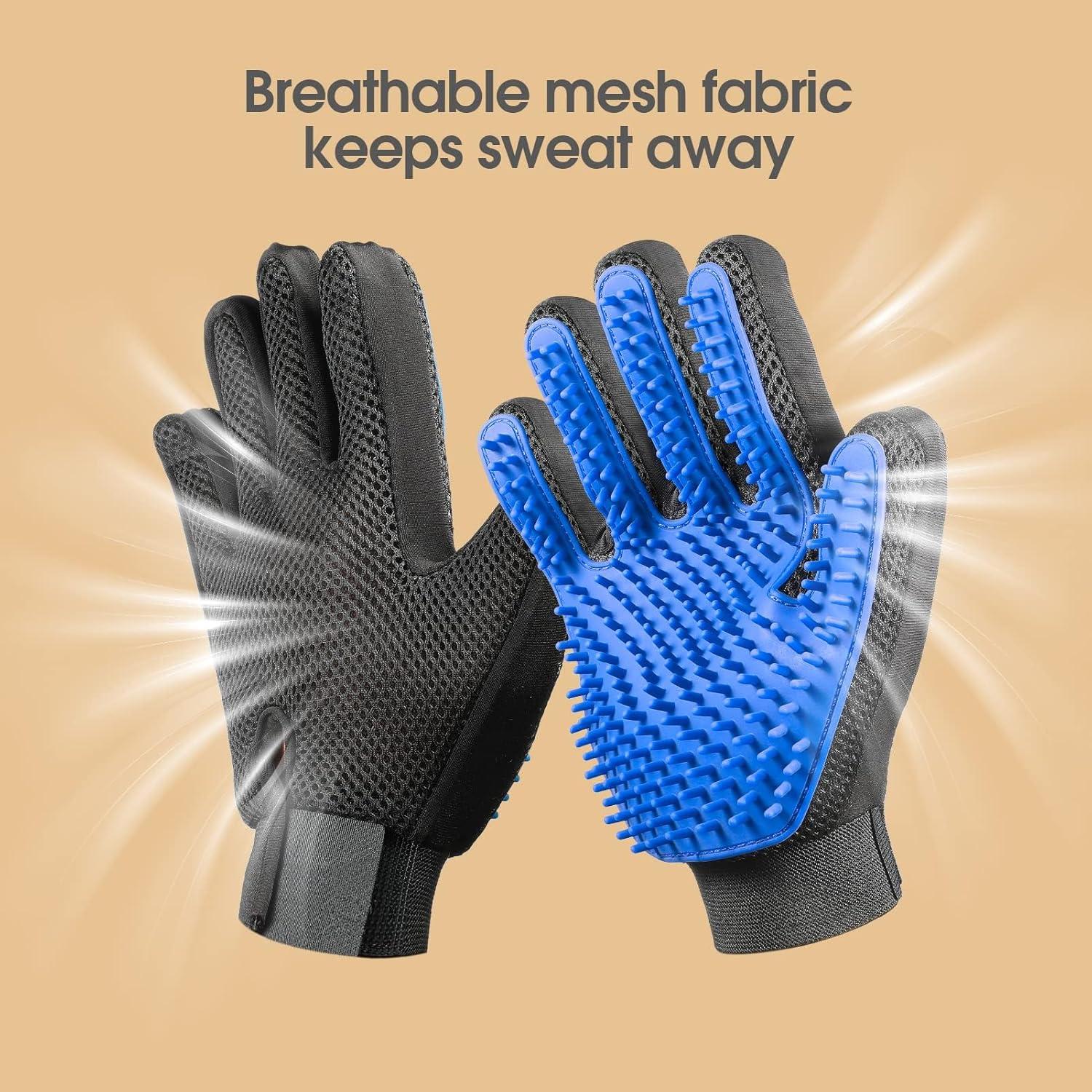 Guantes Quitapelos para Mascotas DELOMO - 1 Par Azul