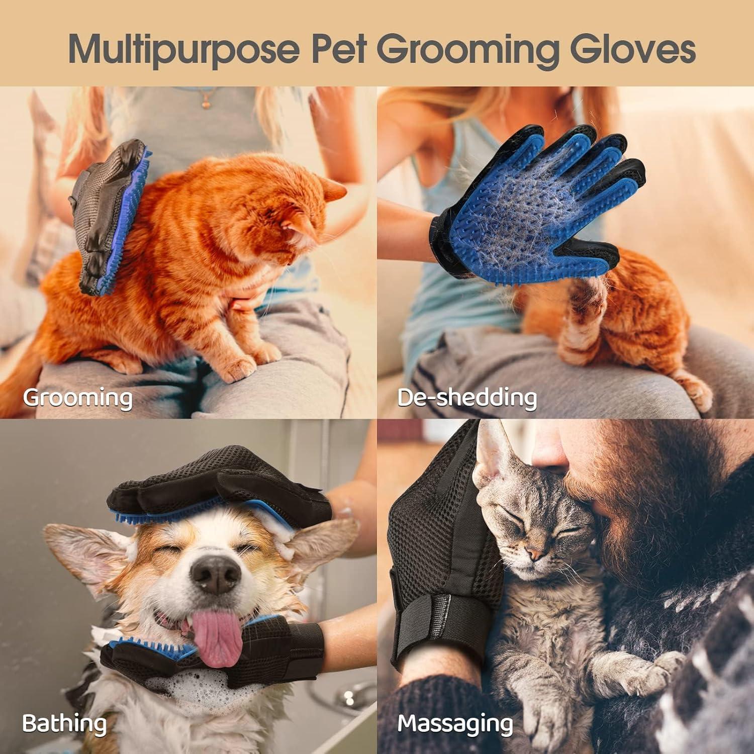 Guantes Quitapelos para Mascotas DELOMO - 1 Par Azul