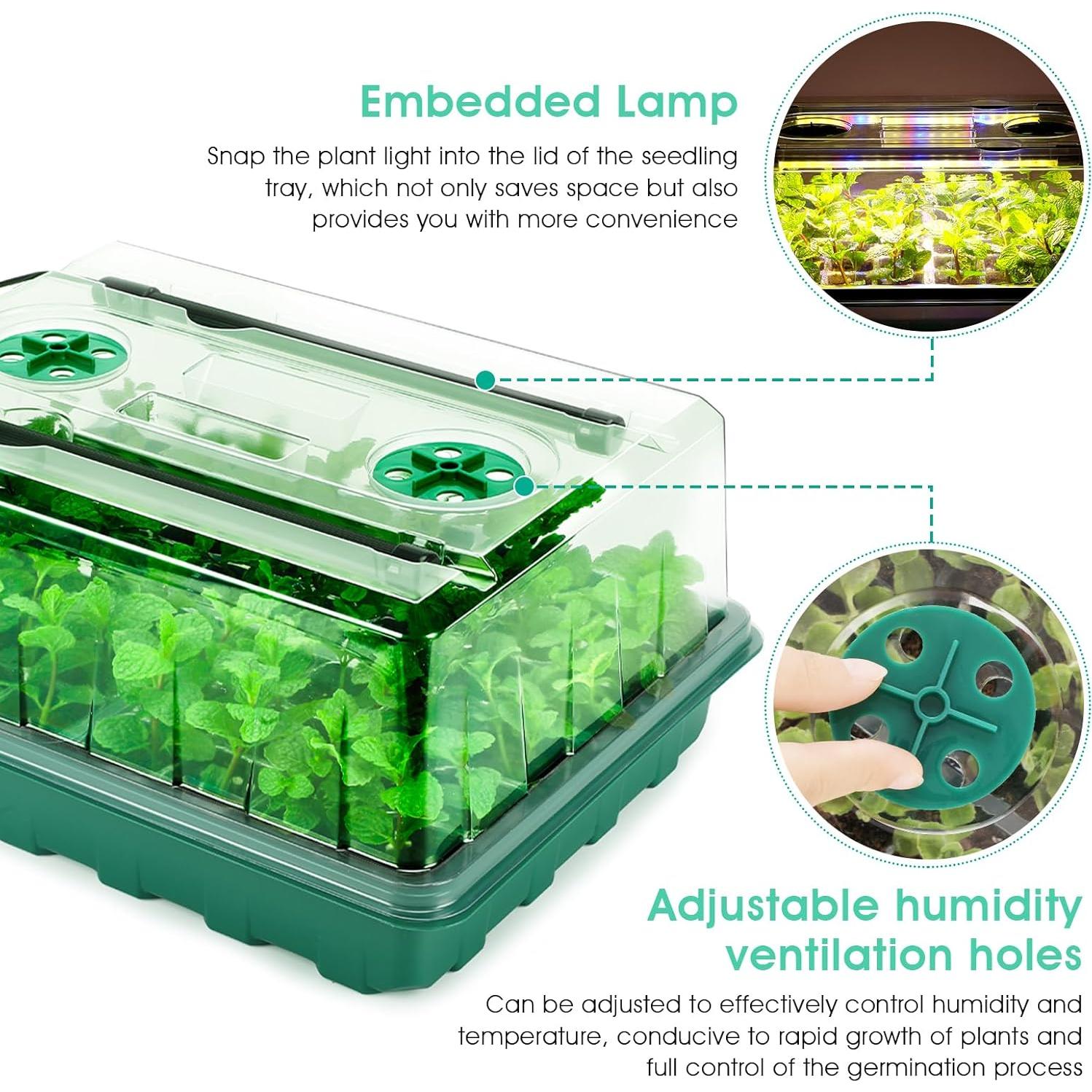 Kit de Inicio de Semillas Ryscam con Luz y 96 Celdas
