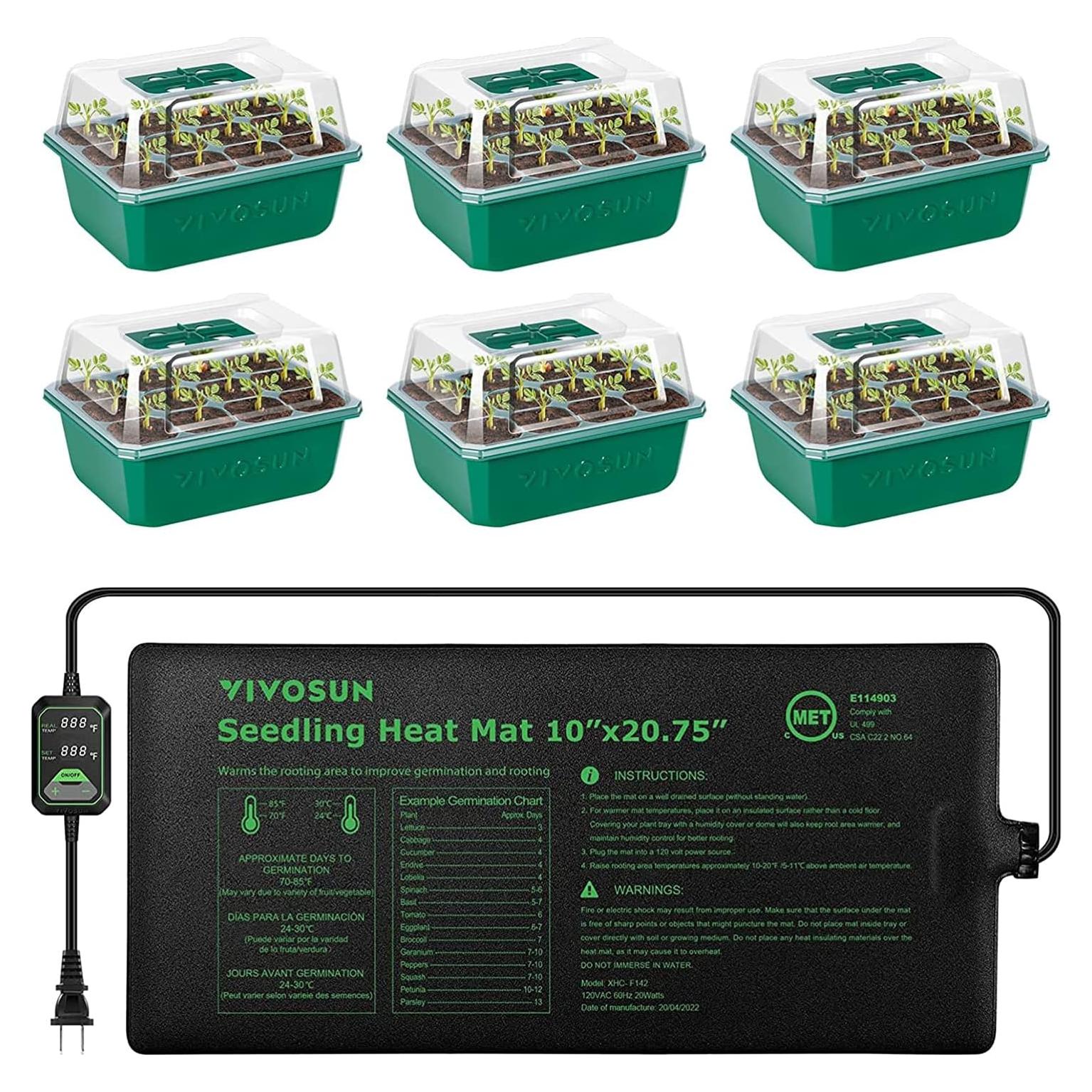 Bandejas de Inicio de Semillas VIVOSUN 72 Celdas con Almohadilla Térmica