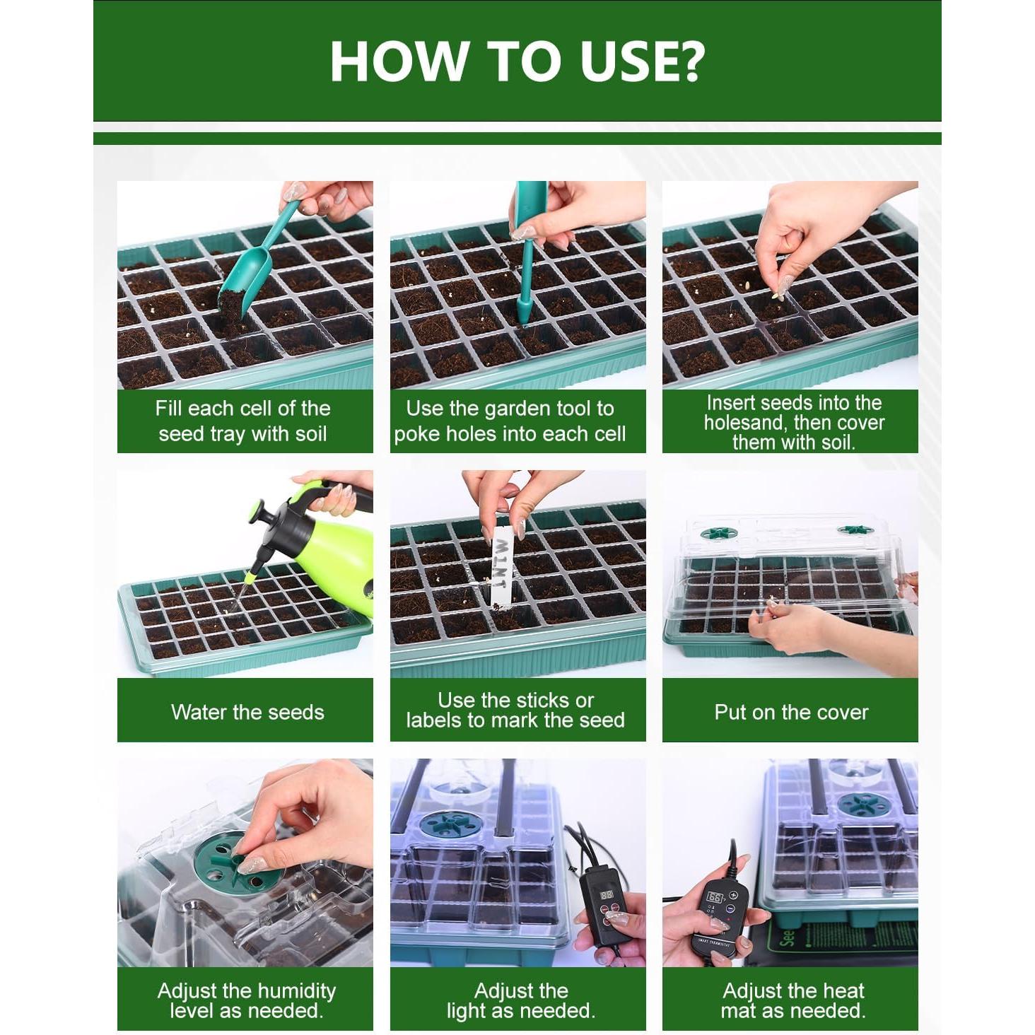 Kit de Inicio de Semillas Joyhalo 40 Celdas con Luz y Calefacción