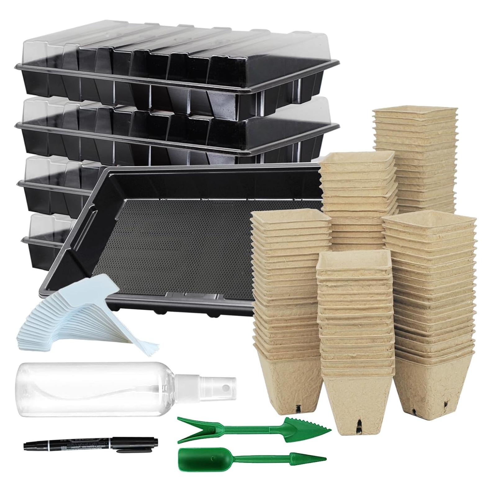 Kit de Jardinería UTYLNE con 100 Macetas de Turba y Herramientas