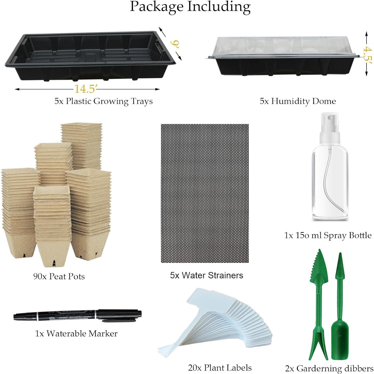 Kit de Jardinería UTYLNE con 100 Macetas de Turba y Herramientas