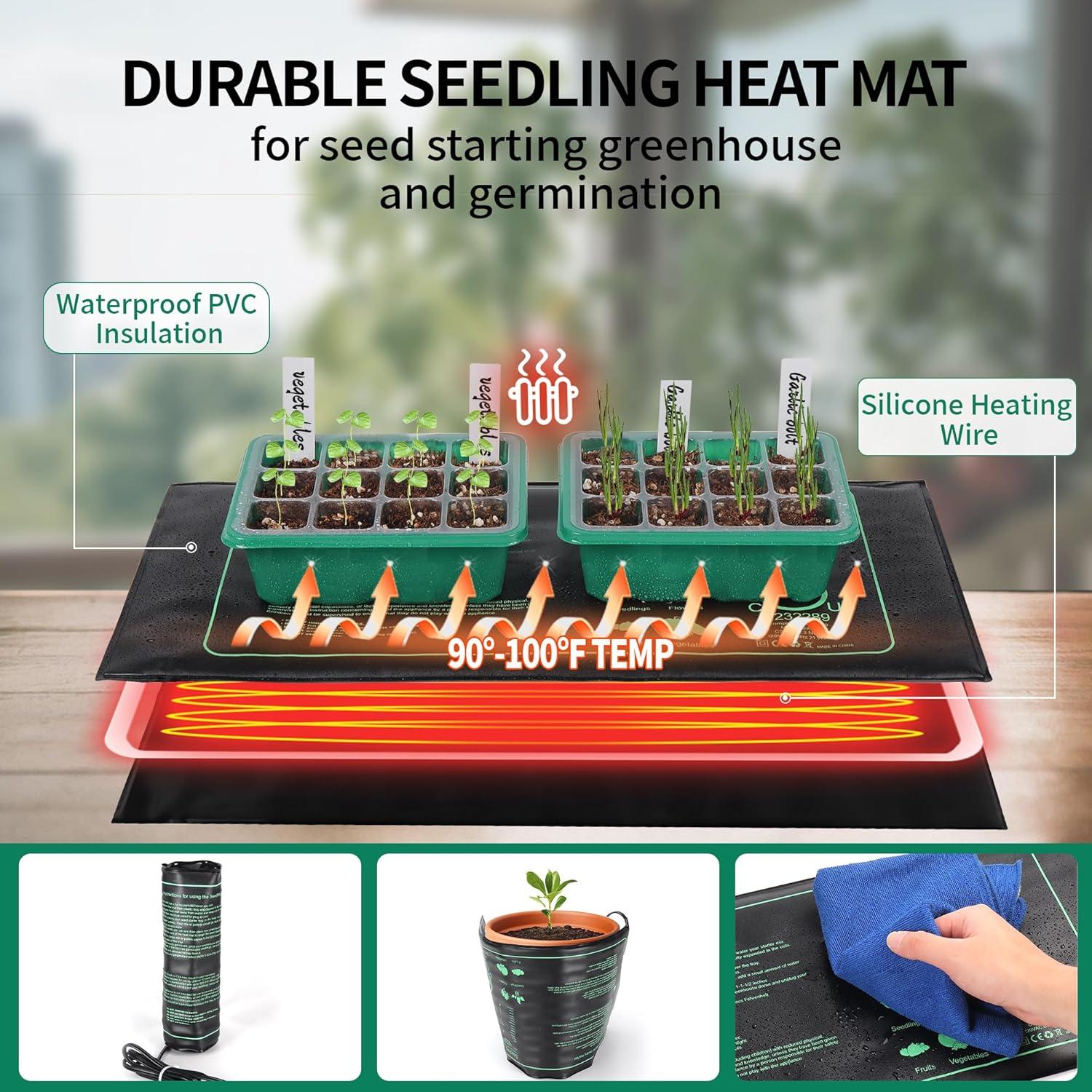 Kit de Germinación de Semillas Homiton 48 Celdas con Luz y Manta Térmica